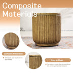Brown Side Table with Ice Bucket – Terrafab Composite Material（PAT - 24917IB） - Direct Wicker