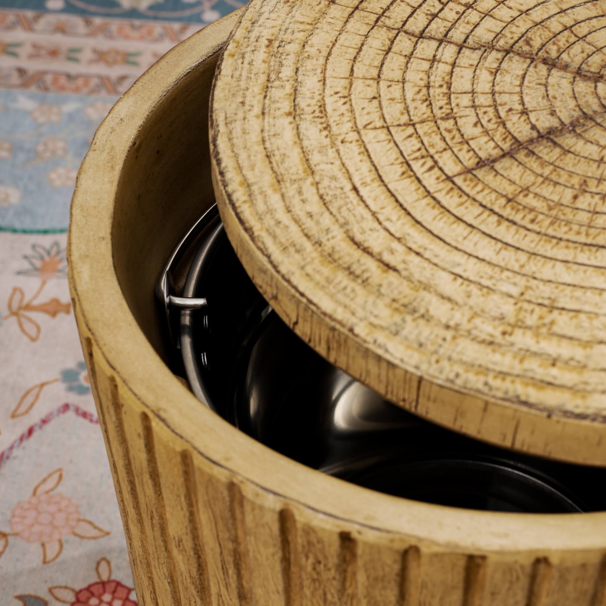 Brown Side Table with Ice Bucket – Terrafab Composite Material（PAT - 24917IB） - Direct Wicker