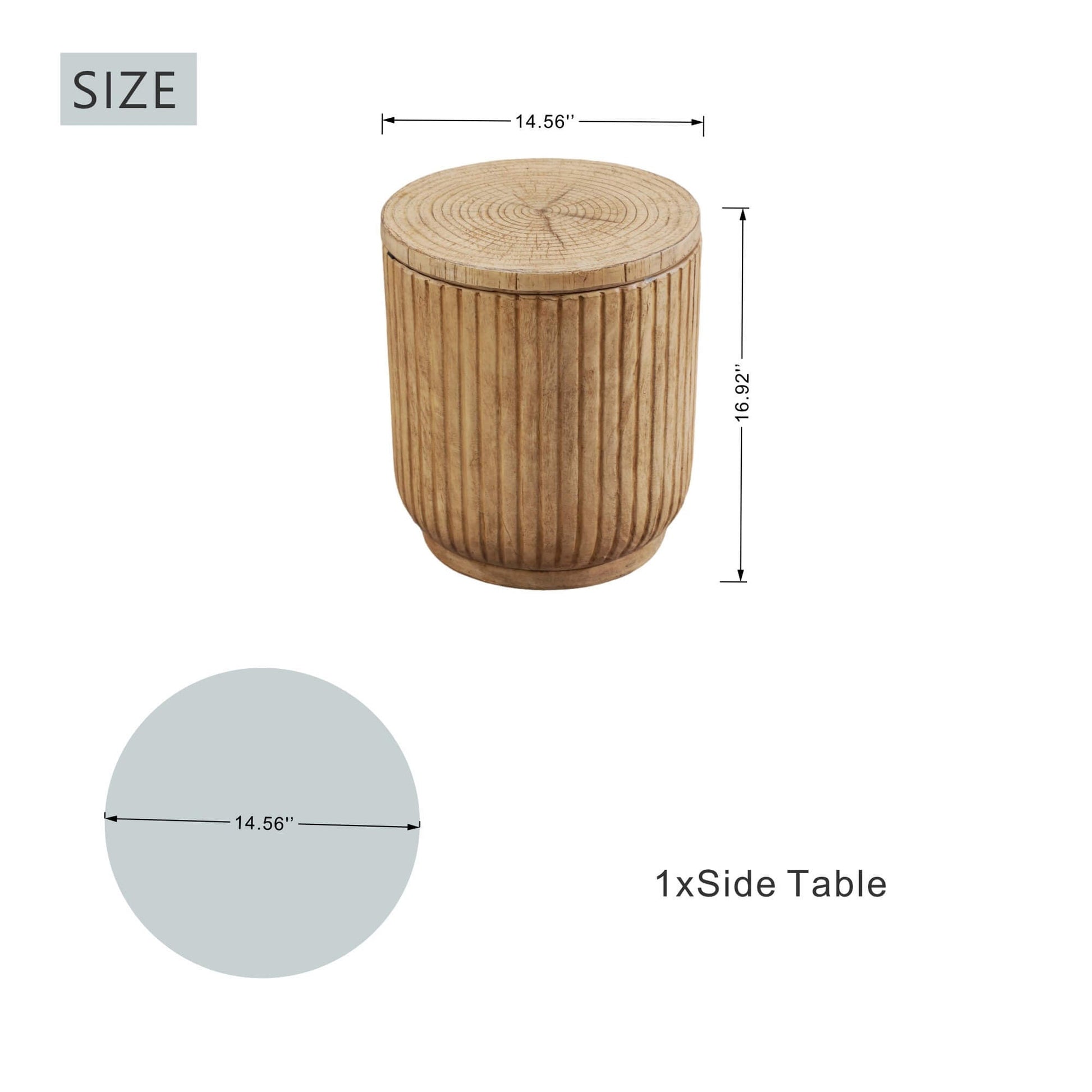 Brown Side Table with Ice Bucket – Terrafab Composite Material（PAT - 24917IB） - Direct Wicker