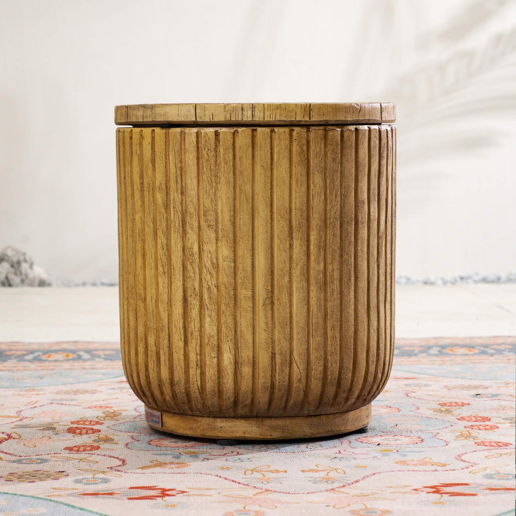 Brown Side Table with Ice Bucket – Terrafab Composite Material（PAT - 24917IB） - Direct Wicker