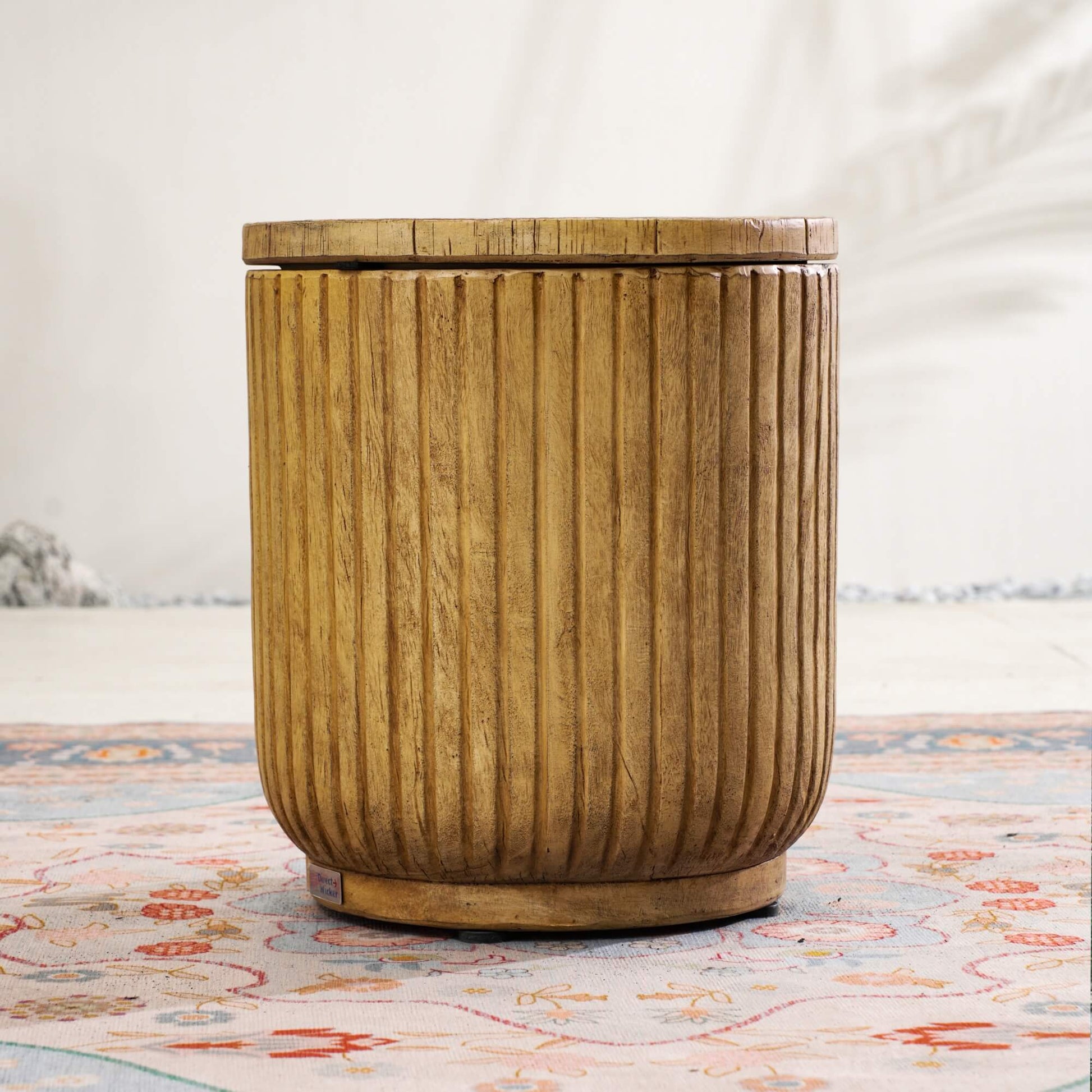 Brown Side Table with Ice Bucket – Terrafab Composite Material（PAT - 24917IB） - Direct Wicker