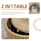 Brown Side Table with Ice Bucket – Terrafab Composite Material（PAT - 24917IB） - Direct Wicker