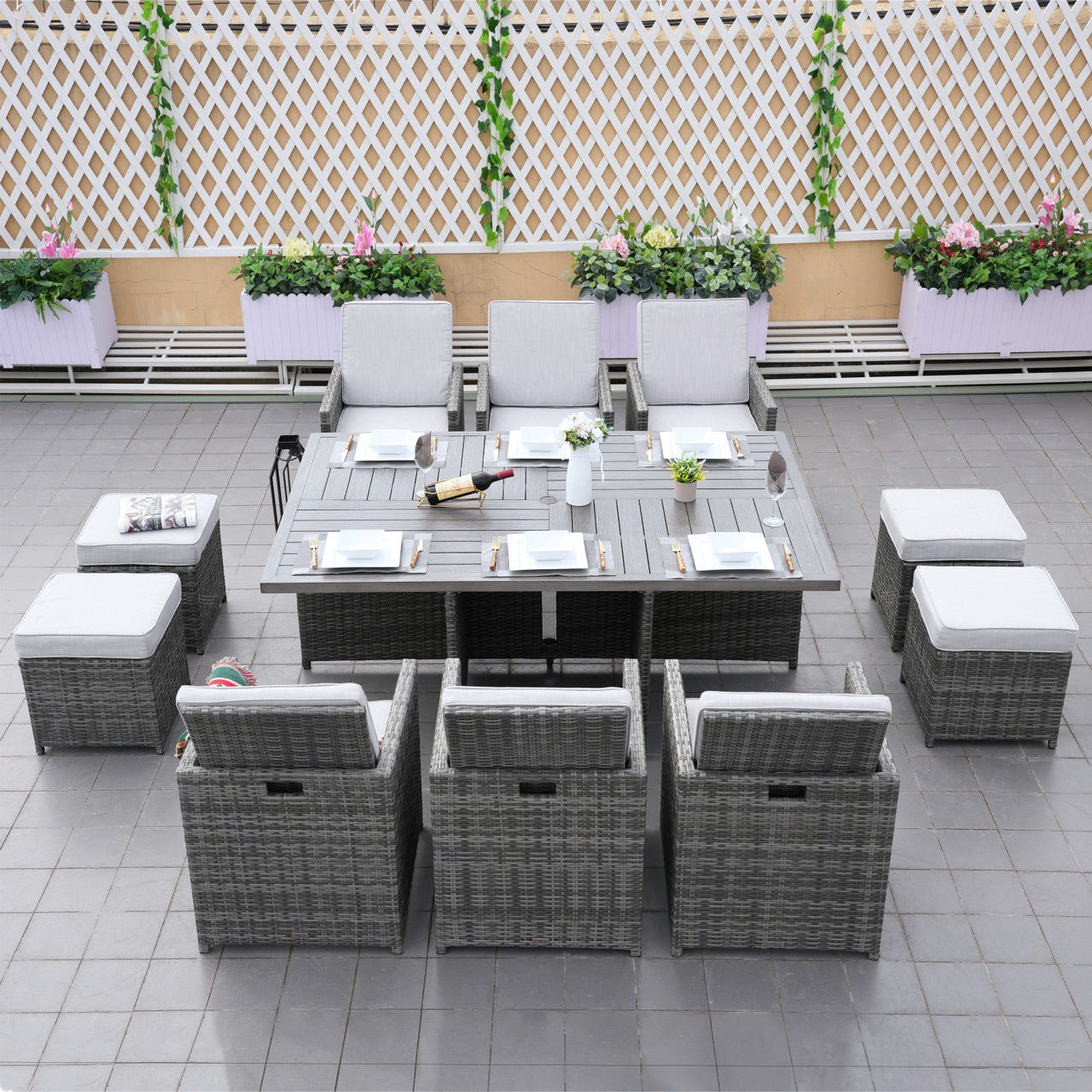 Carmel 6 - Seater Outdoor Dining Set - Rectangular Dining Table (PAD - 3234TA) - Direct Wicker