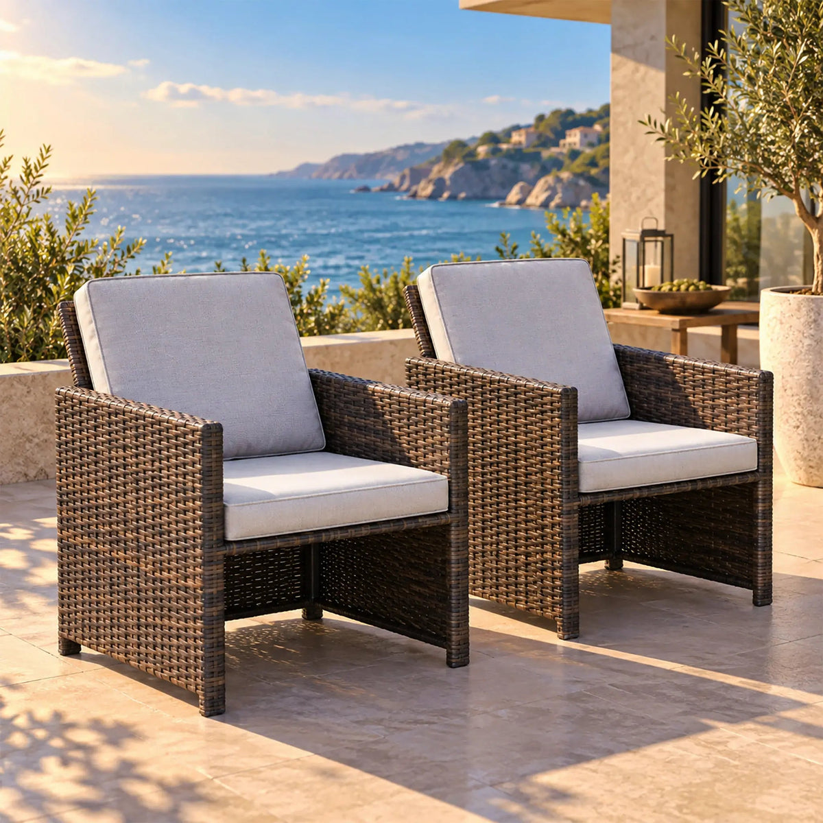Carmel Outdoor Armchairs – Set of 2 (PAD-3234-Chairs) - Direct Wicker