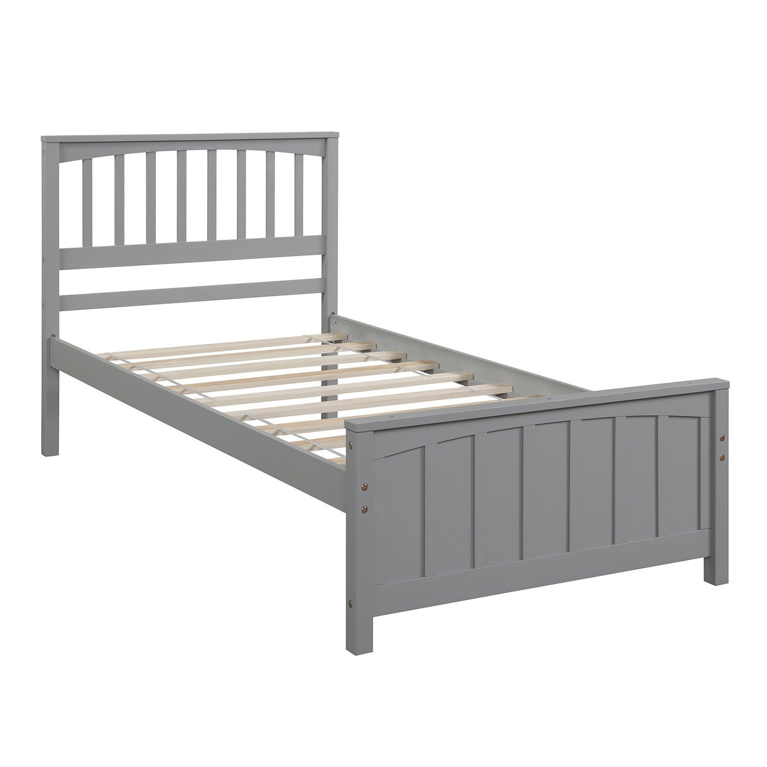 Classic Gray Wood Platform Bed Twin Size with Headboard and Footboard (WF195377AAE) - Direct Wicker