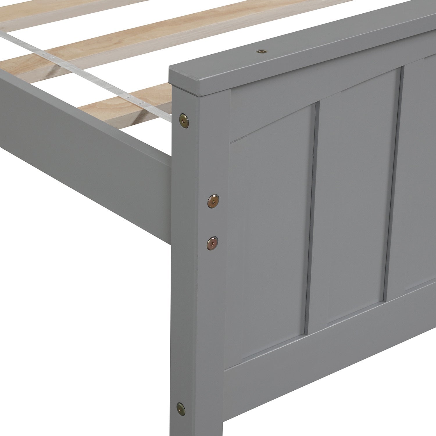 Classic Gray Wood Platform Bed Twin Size with Headboard and Footboard (WF195377AAE) - Direct Wicker