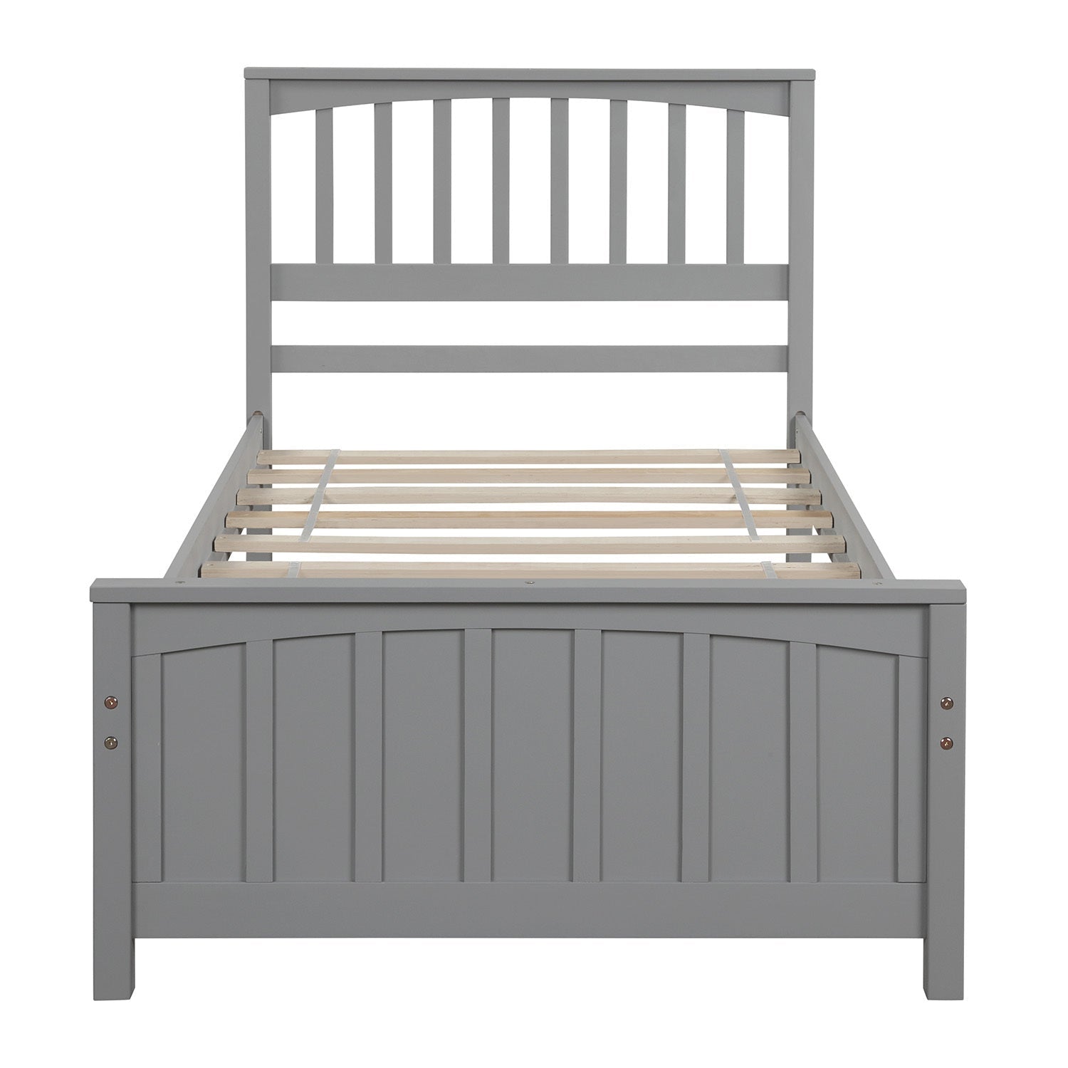 Classic Gray Wood Platform Bed Twin Size with Headboard and Footboard (WF195377AAE) - Direct Wicker