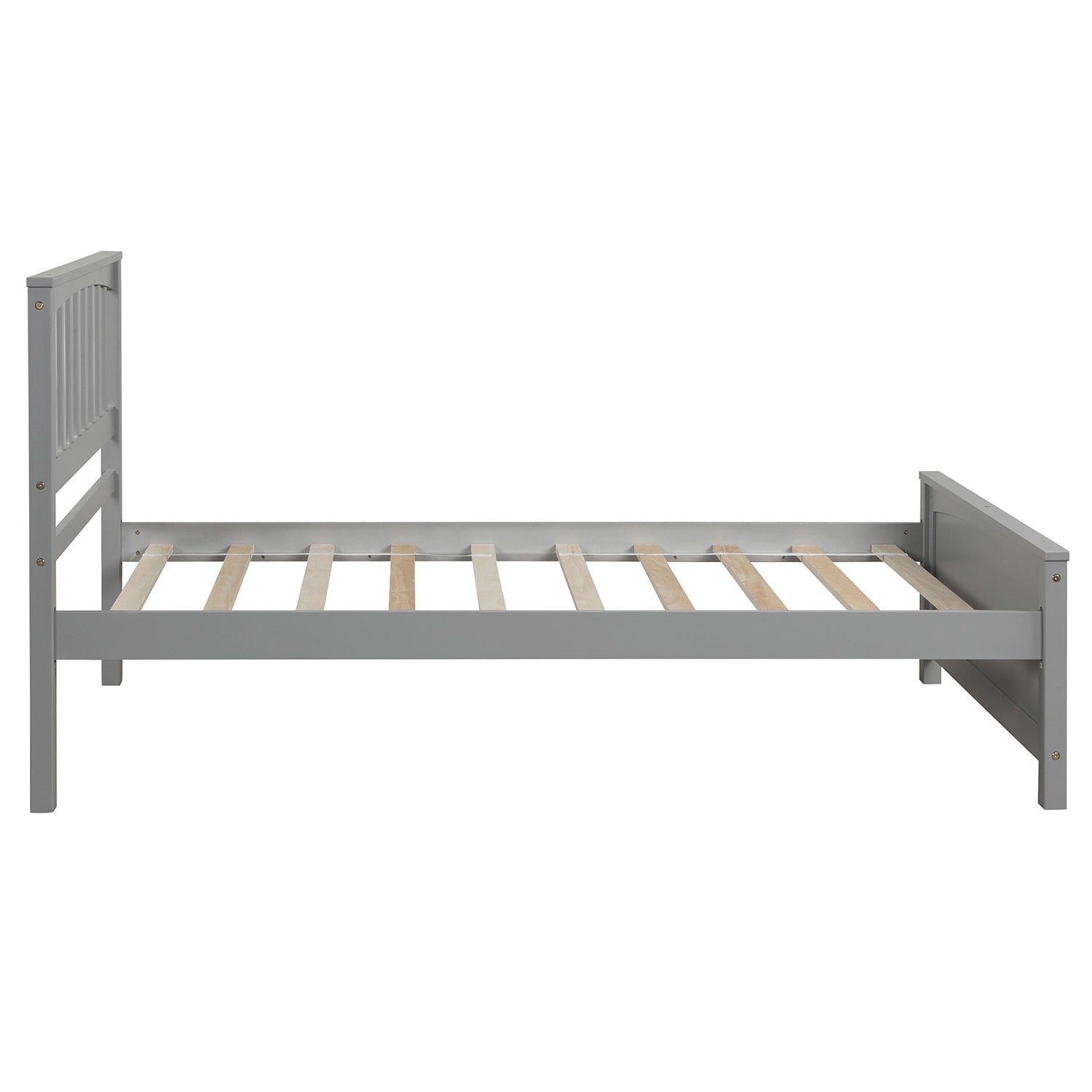 Classic Gray Wood Platform Bed Twin Size with Headboard and Footboard (WF195377AAE) - Direct Wicker