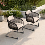 Classic Premium Dense Woven Rope Design Iron Spring Chair Set of 2 (PAC-2651-BR-KD) - Direct Wicker