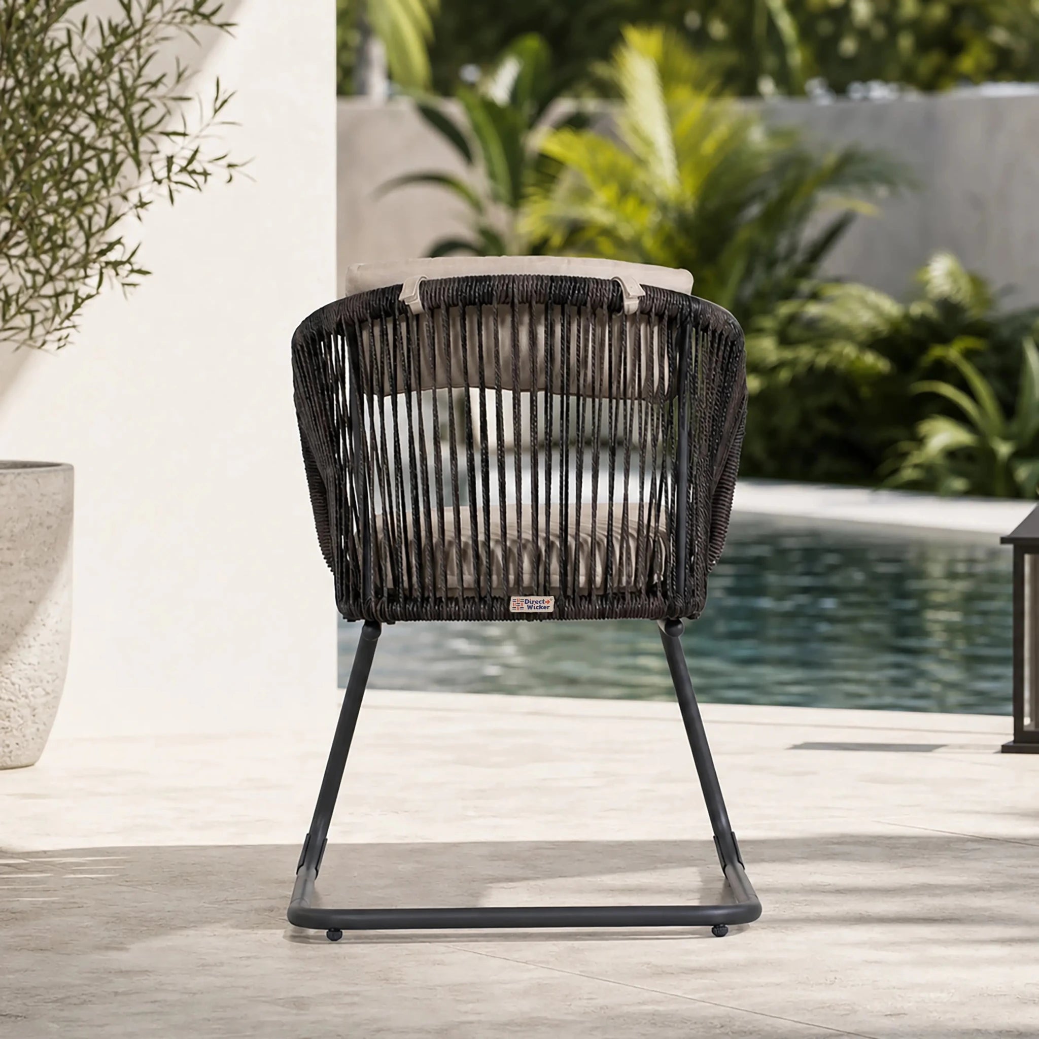 Classic Premium Dense Woven Rope Design Iron Spring Chair Set of 2 (PAC-2651-BR-KD) - Direct Wicker