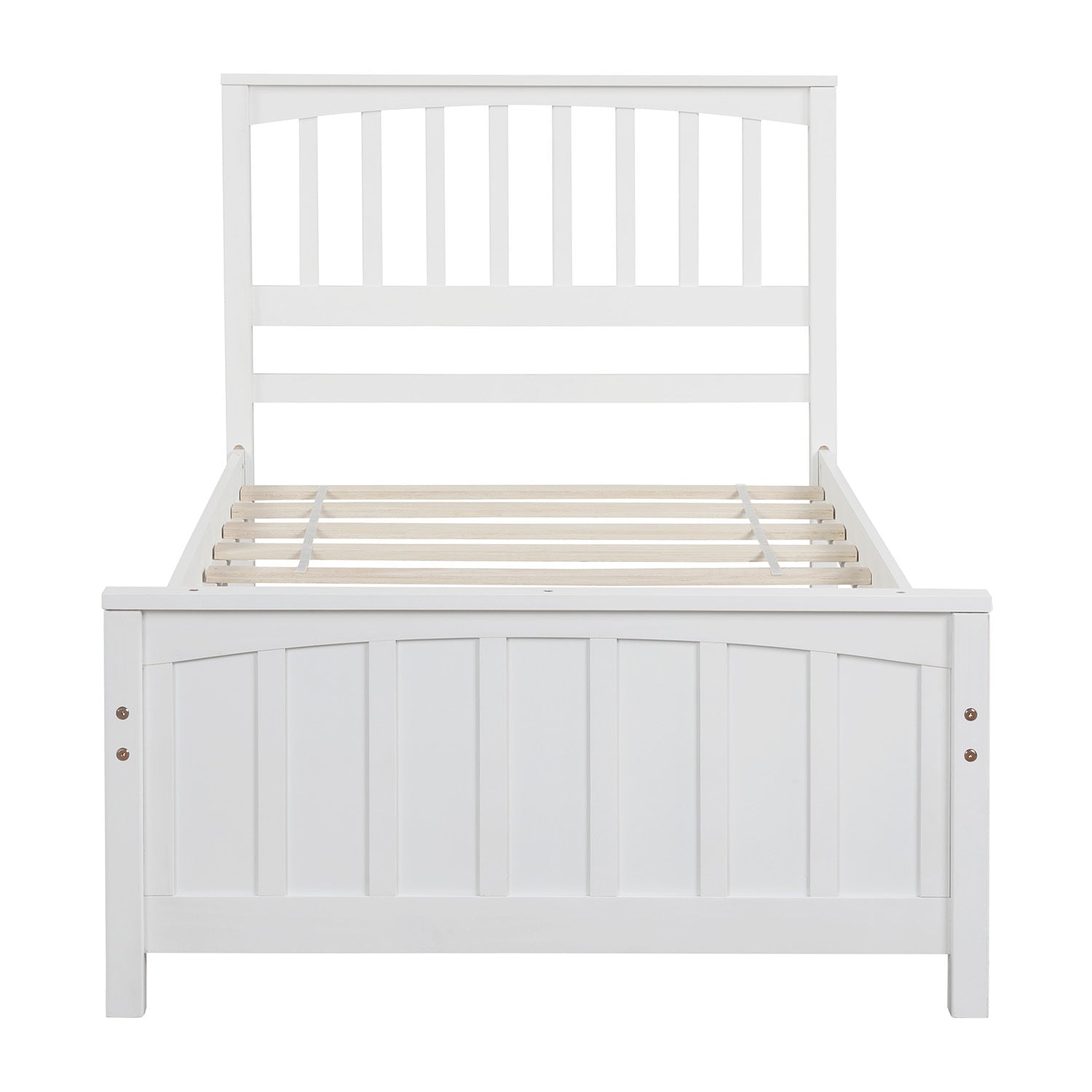 Classic Wood Platform Bed Twin Size with Headboard and Footboard (WF195377AAK) - Direct Wicker