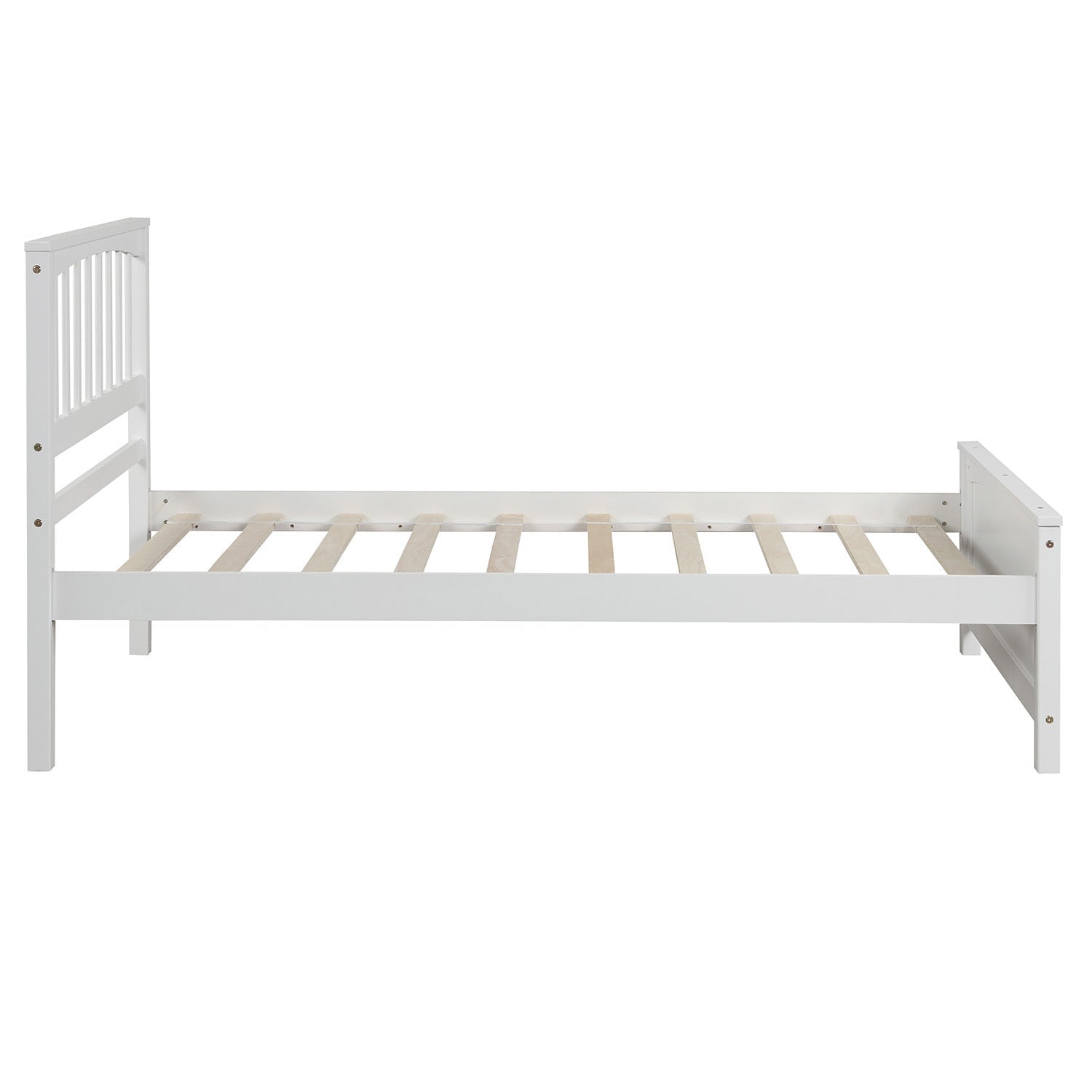 Classic Wood Platform Bed Twin Size with Headboard and Footboard (WF195377AAK) - Direct Wicker