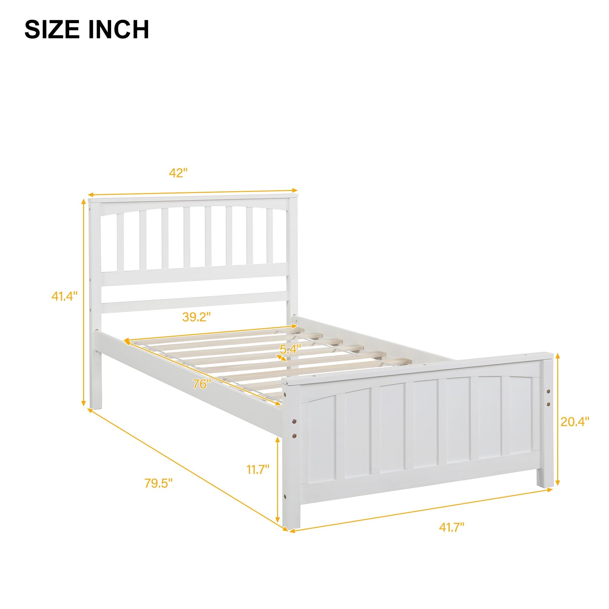 Classic Wood Platform Bed Twin Size with Headboard and Footboard (WF195377AAK) - Direct Wicker