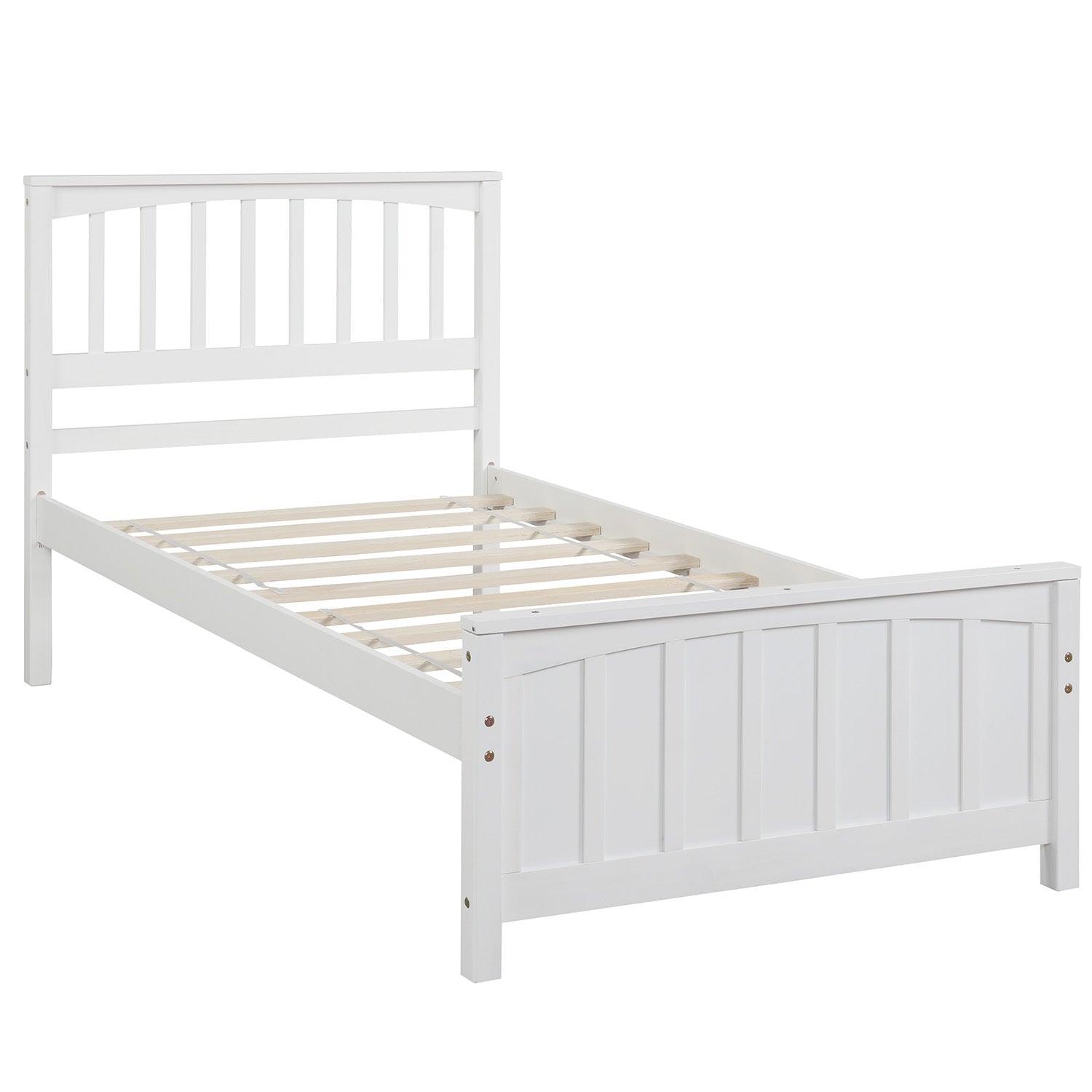Classic Wood Platform Bed Twin Size with Headboard and Footboard (WF195377AAK) - Direct Wicker