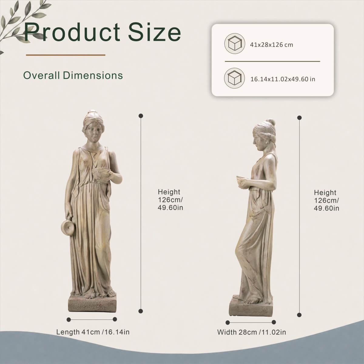 Classical Woman Garden Statue, Blue-Gray Finish (GS-2639-GR-CY) - Direct Wicker