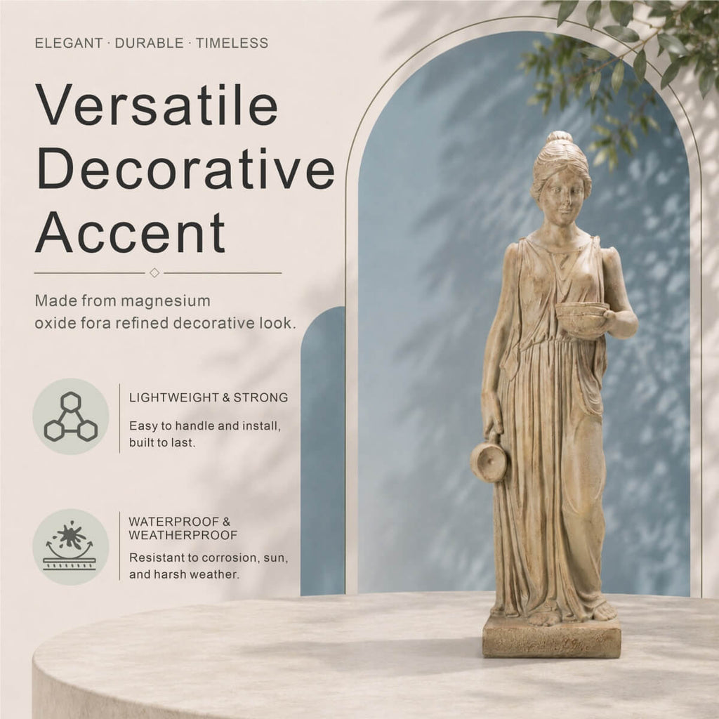 Classical Woman Garden Statue, Blue-Gray Finish (GS-2639-GR-CY) - Direct Wicker