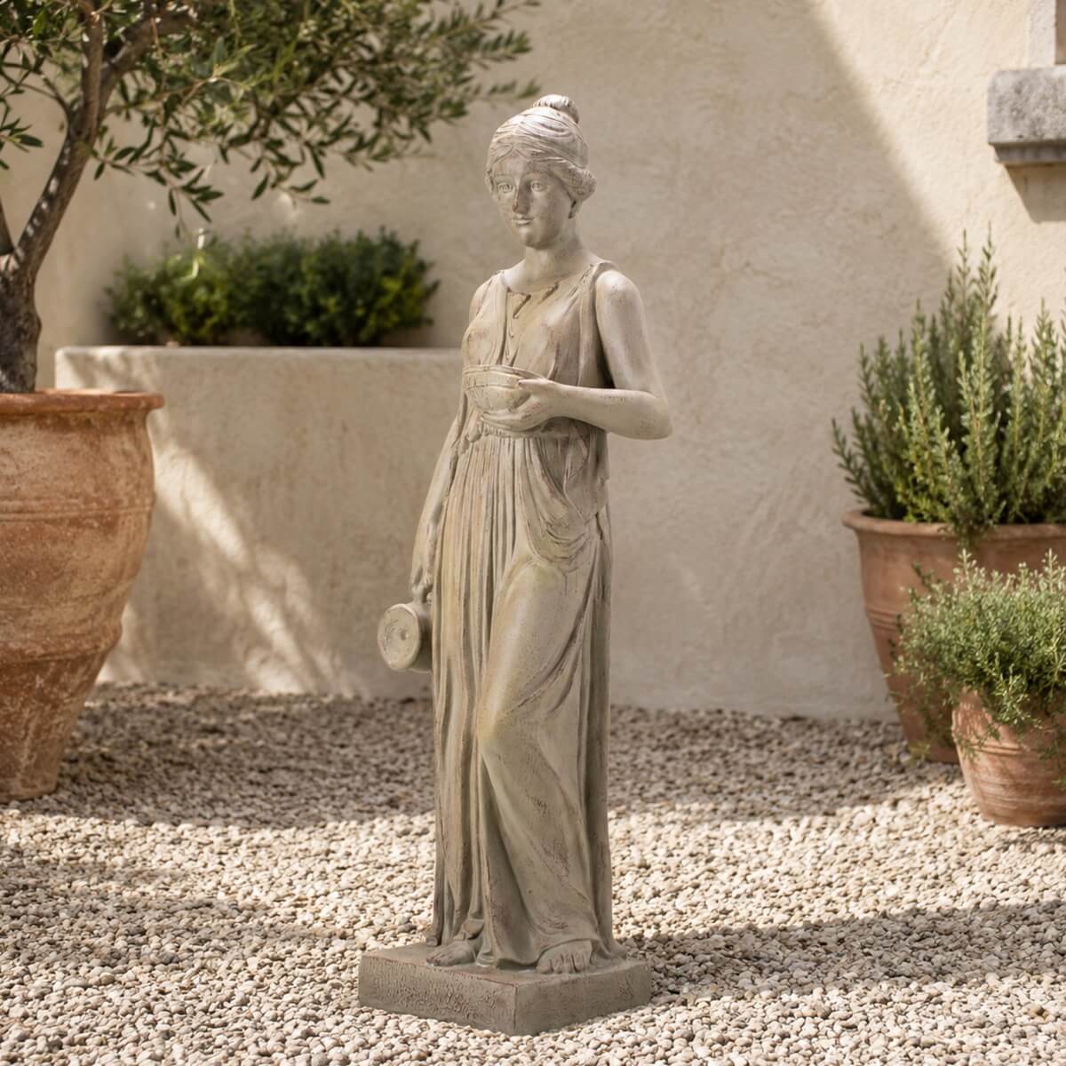 Classical Woman Garden Statue, Blue-Gray Finish (GS-2639-GR-CY) - Direct Wicker
