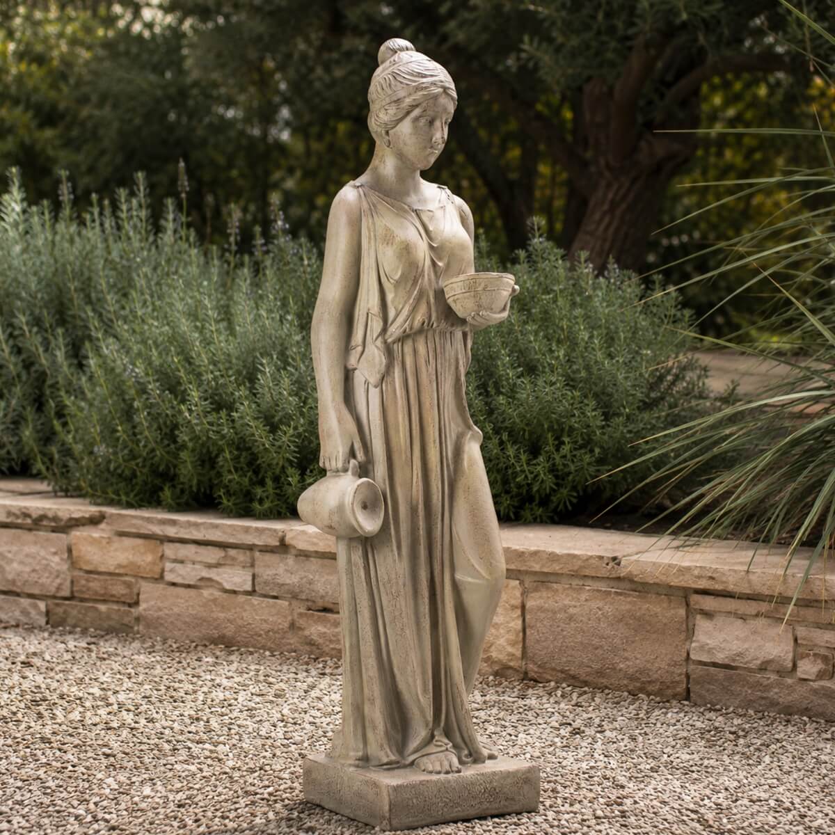 Classical Woman Garden Statue, Blue-Gray Finish (GS-2639-GR-CY) - Direct Wicker