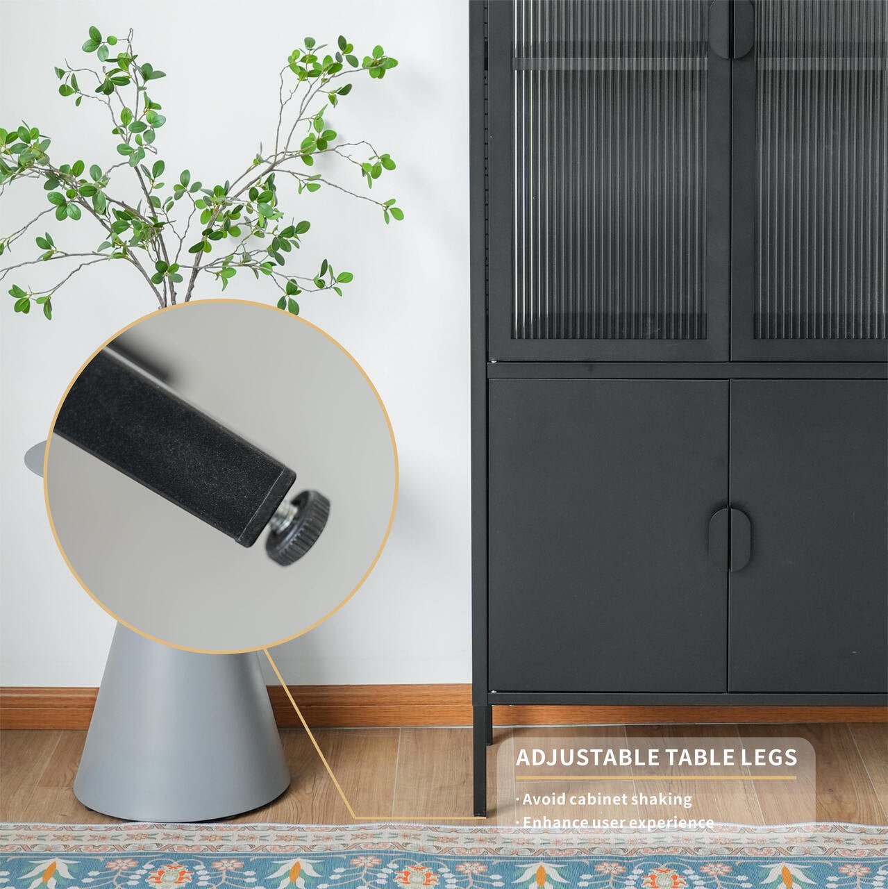 Cold - rolled steel with toughened glass peeping iron cabinet (DW - DC01) - Direct Wicker