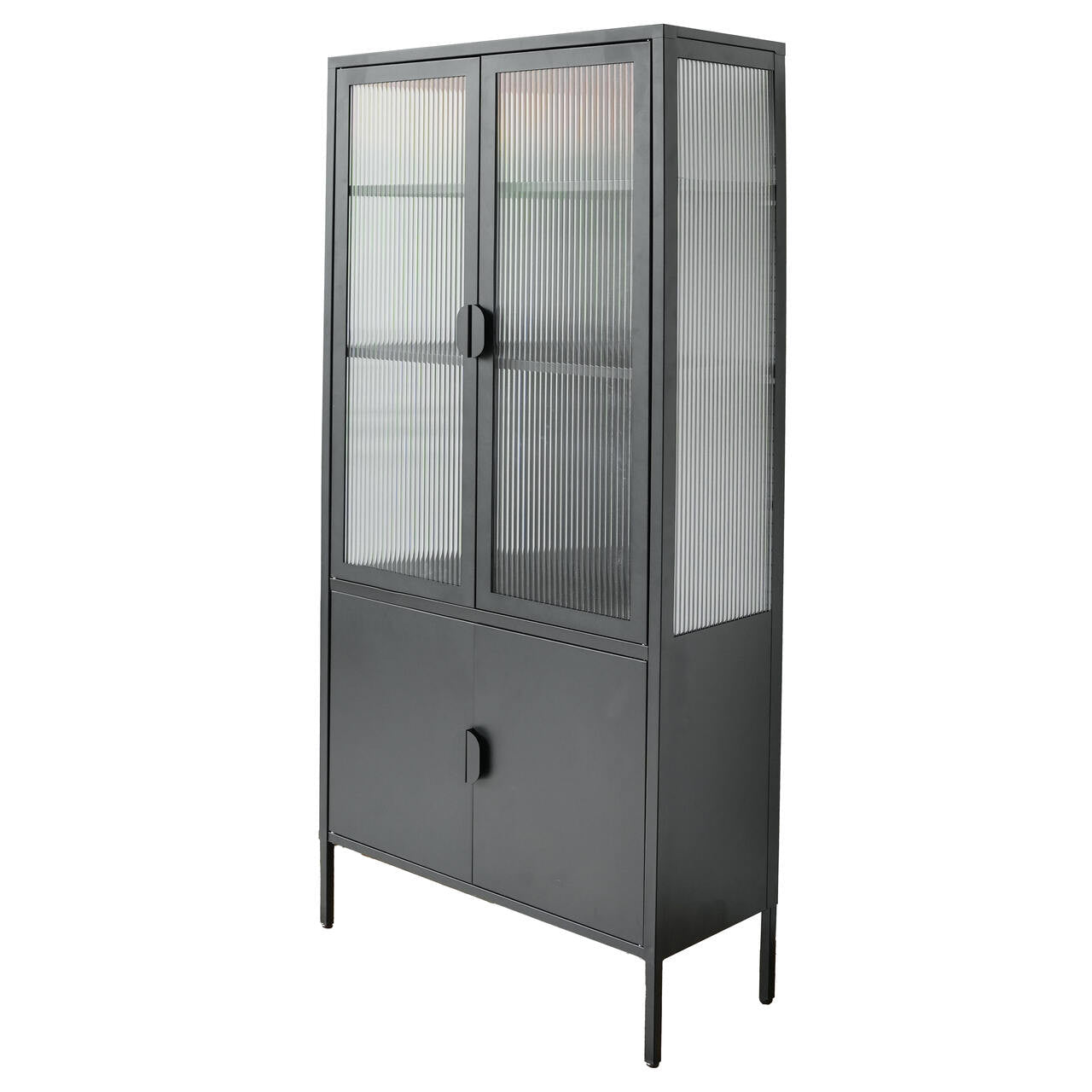 Cold - rolled steel with toughened glass peeping iron cabinet (DW - DC01) - Direct Wicker