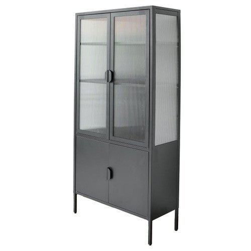 Cold - rolled steel with toughened glass peeping iron cabinet (DW - DC01) - Direct Wicker
