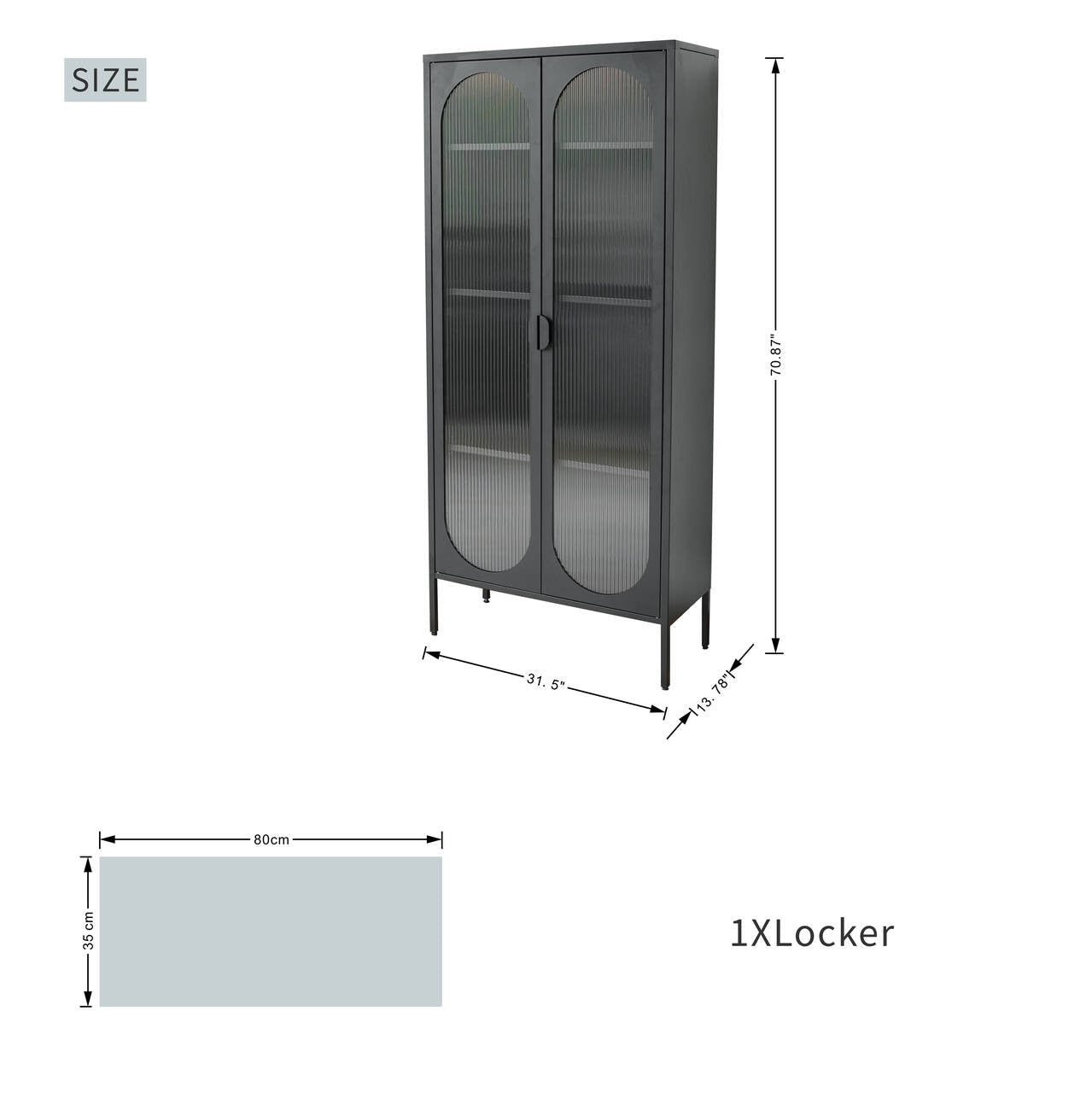 Cold-rolled steel with toughened glass peeping iron locker (DW-DC08) - Direct Wicker