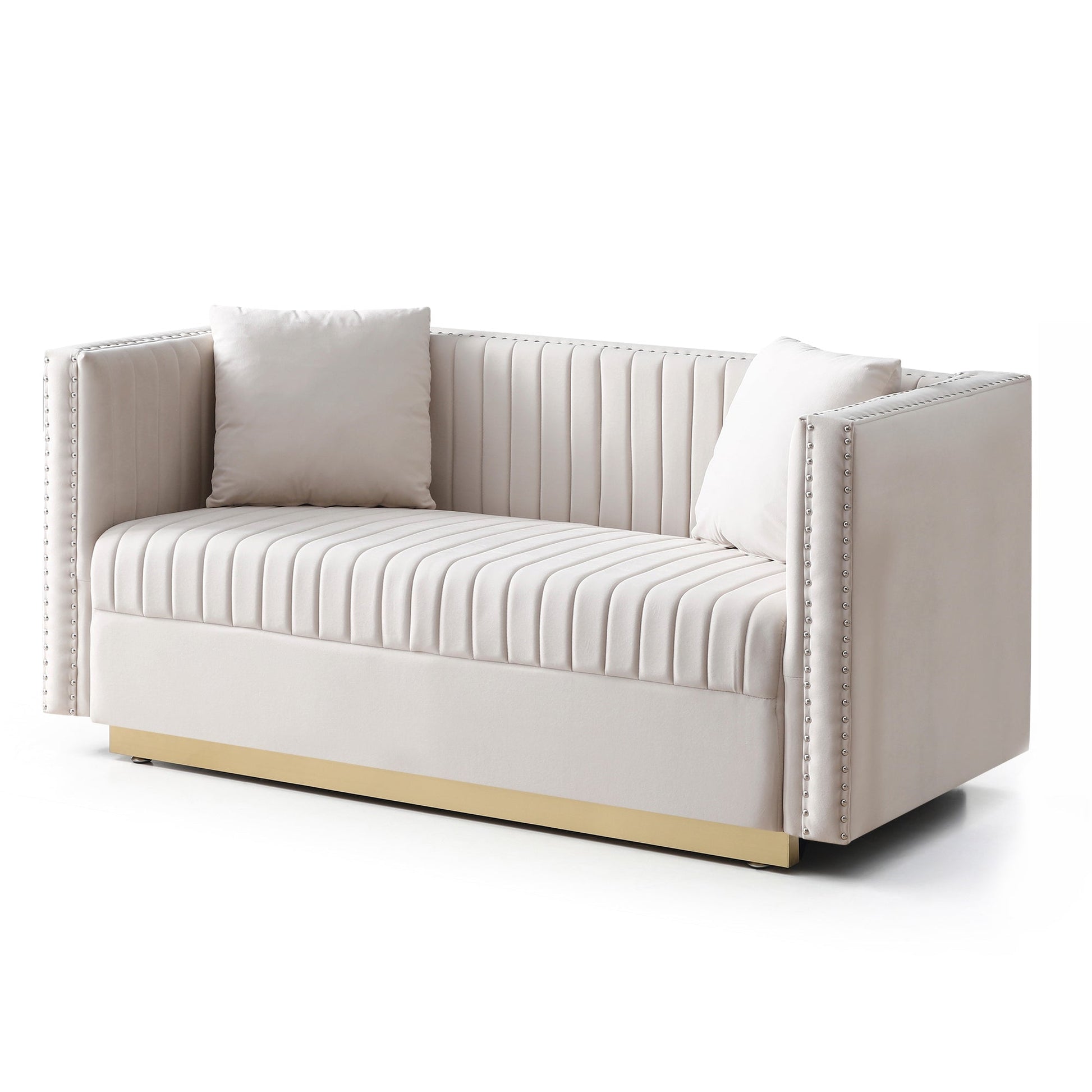 Contemporary Vertical Channel Tufted Velvet Sofa Loveseat (W1117P147302) - Direct Wicker