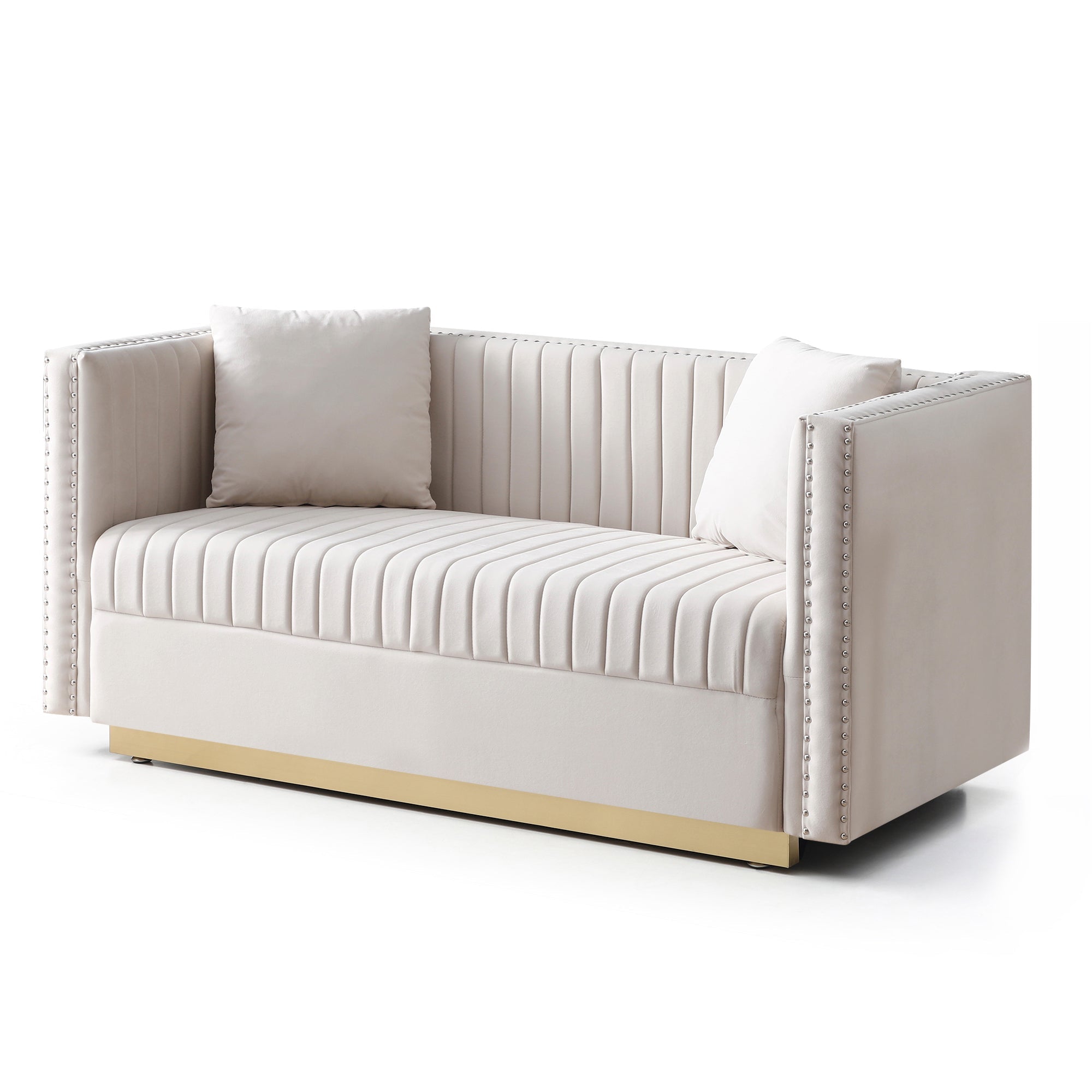 Contemporary Vertical Channel Tufted Velvet Sofa Loveseat (W1117P147302) - Direct Wicker