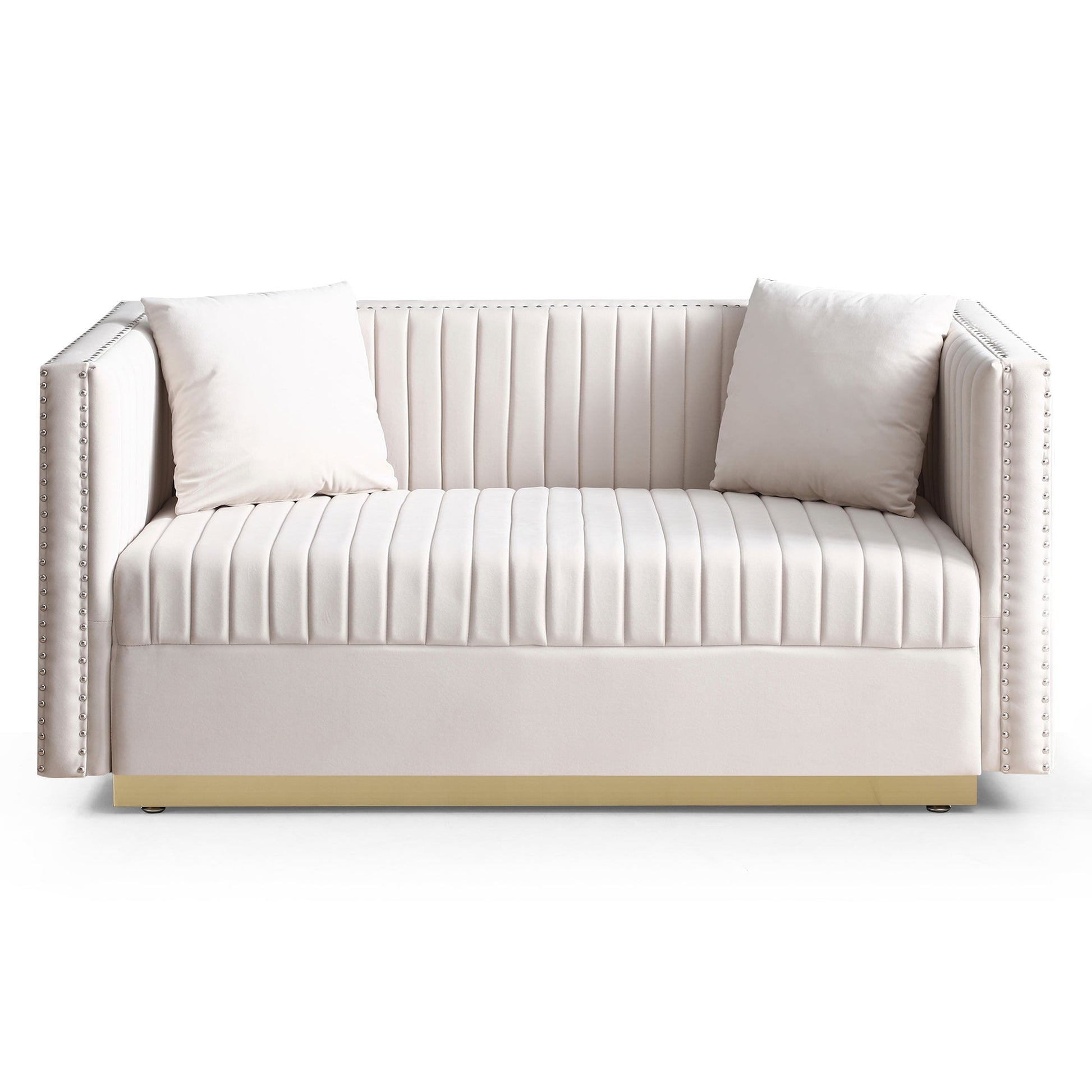Contemporary Vertical Channel Tufted Velvet Sofa Loveseat (W1117P147302) - Direct Wicker
