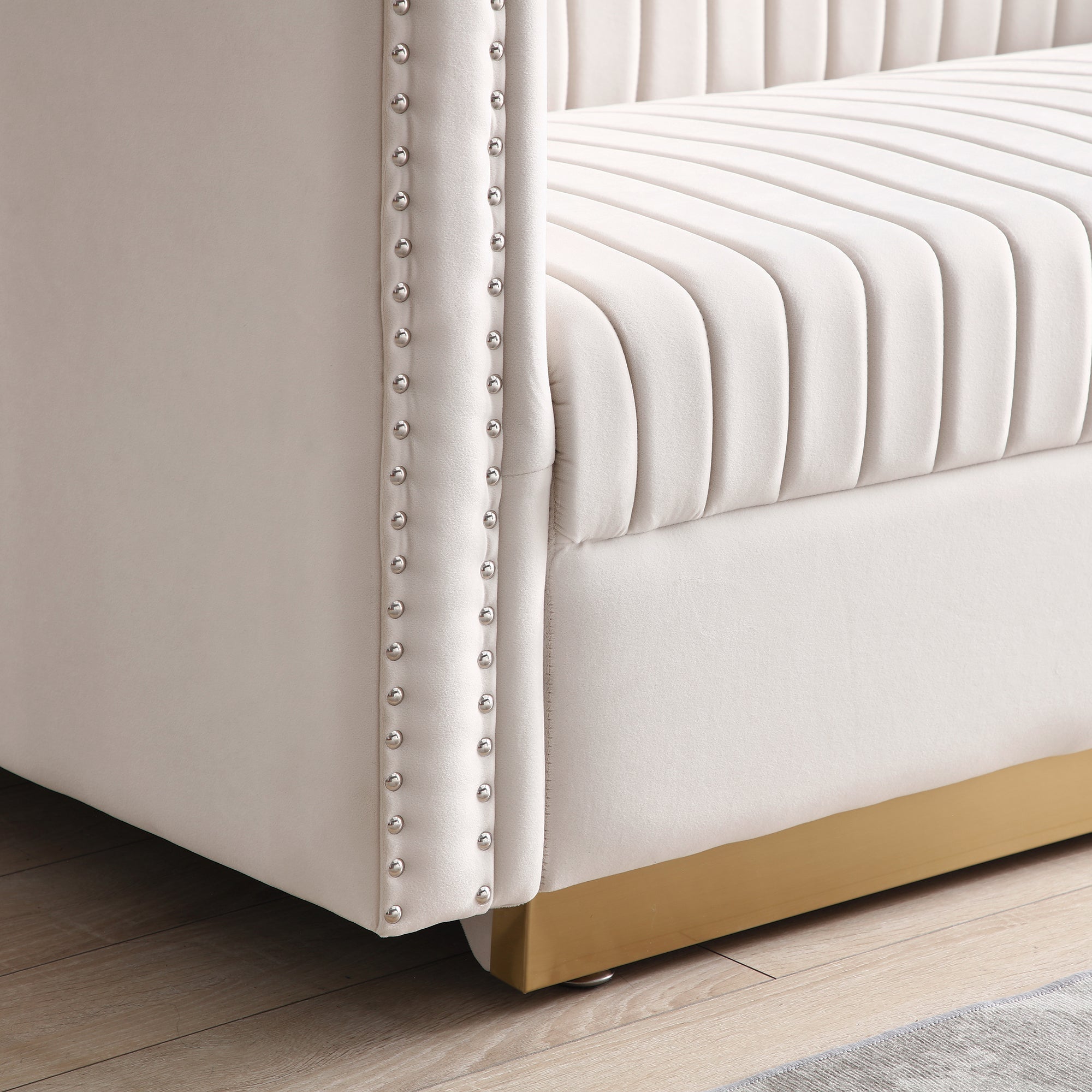 Contemporary Vertical Channel Tufted Velvet Sofa Loveseat (W1117P147302) - Direct Wicker