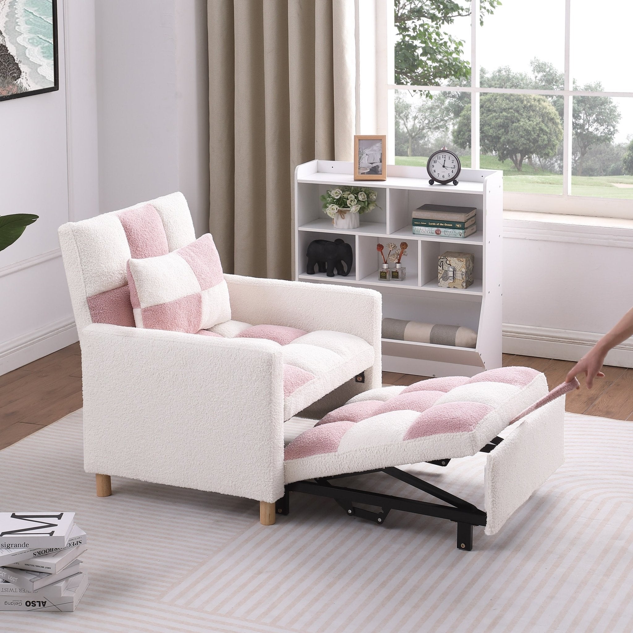Convertible Sleeper Sofa Chair Bed, Adjustable Chair with Pillow, Multi-Functional Sleeper Chair  - Direct Wicker