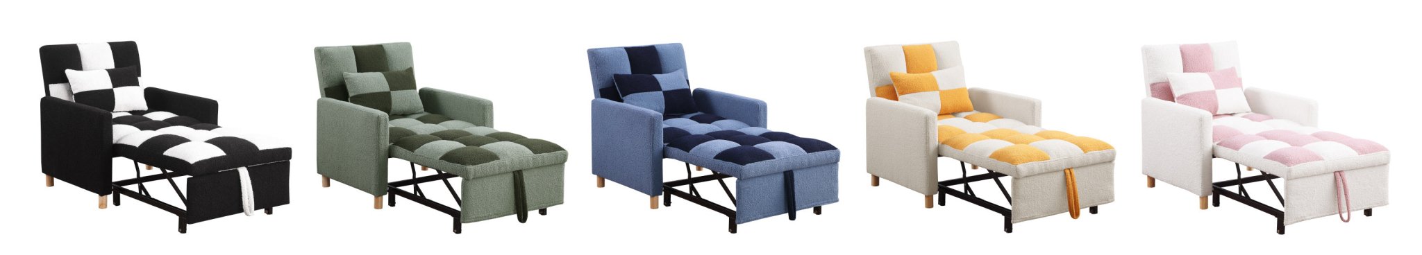 Convertible Sleeper Sofa Chair Bed, Adjustable Chair with Pillow, Multi-Functional Sleeper Chair  - Direct Wicker