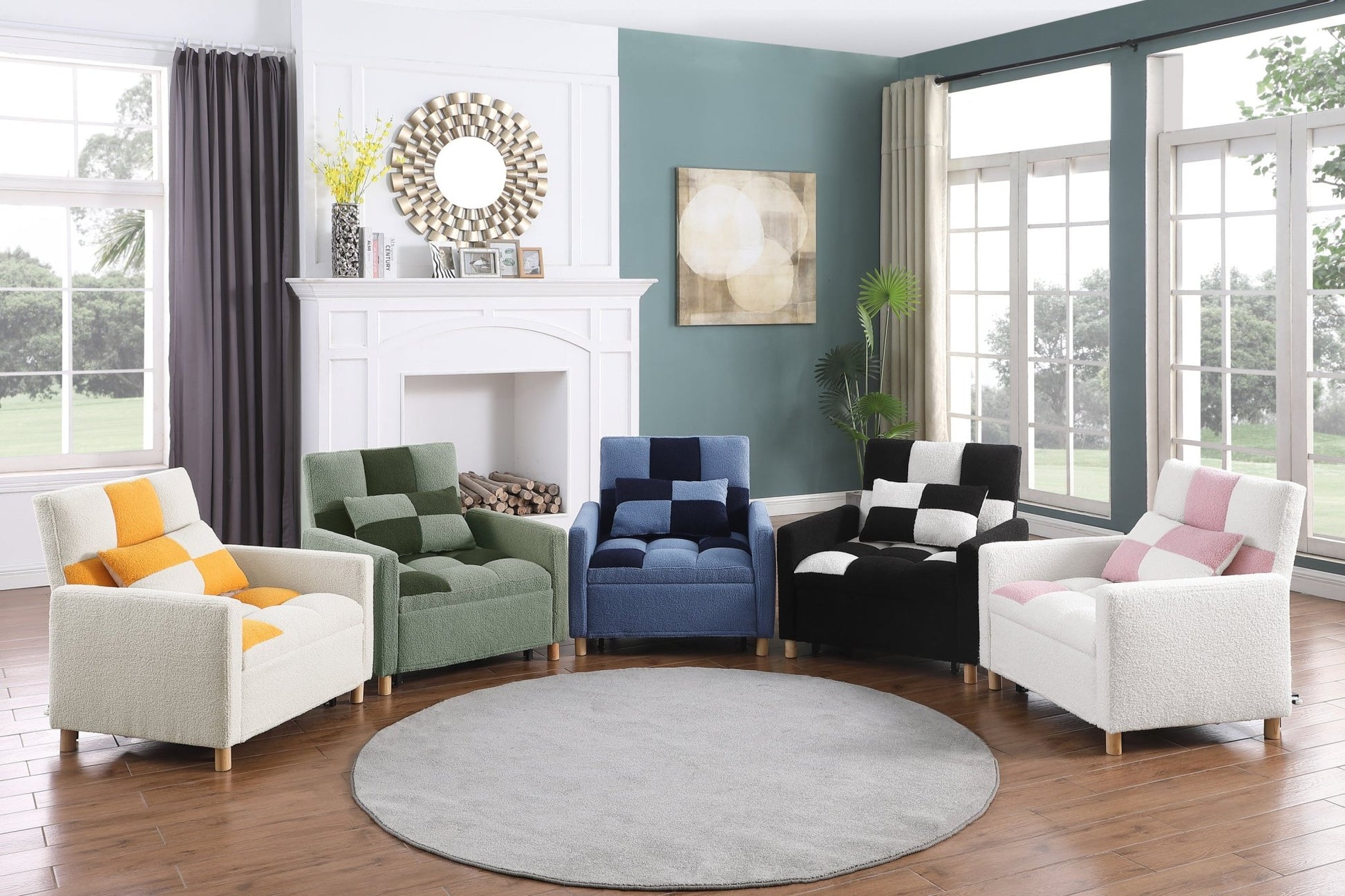 Convertible Sleeper Sofa Chair Bed, Adjustable Chair with Pillow, Multi-Functional Sleeper Chair  - Direct Wicker