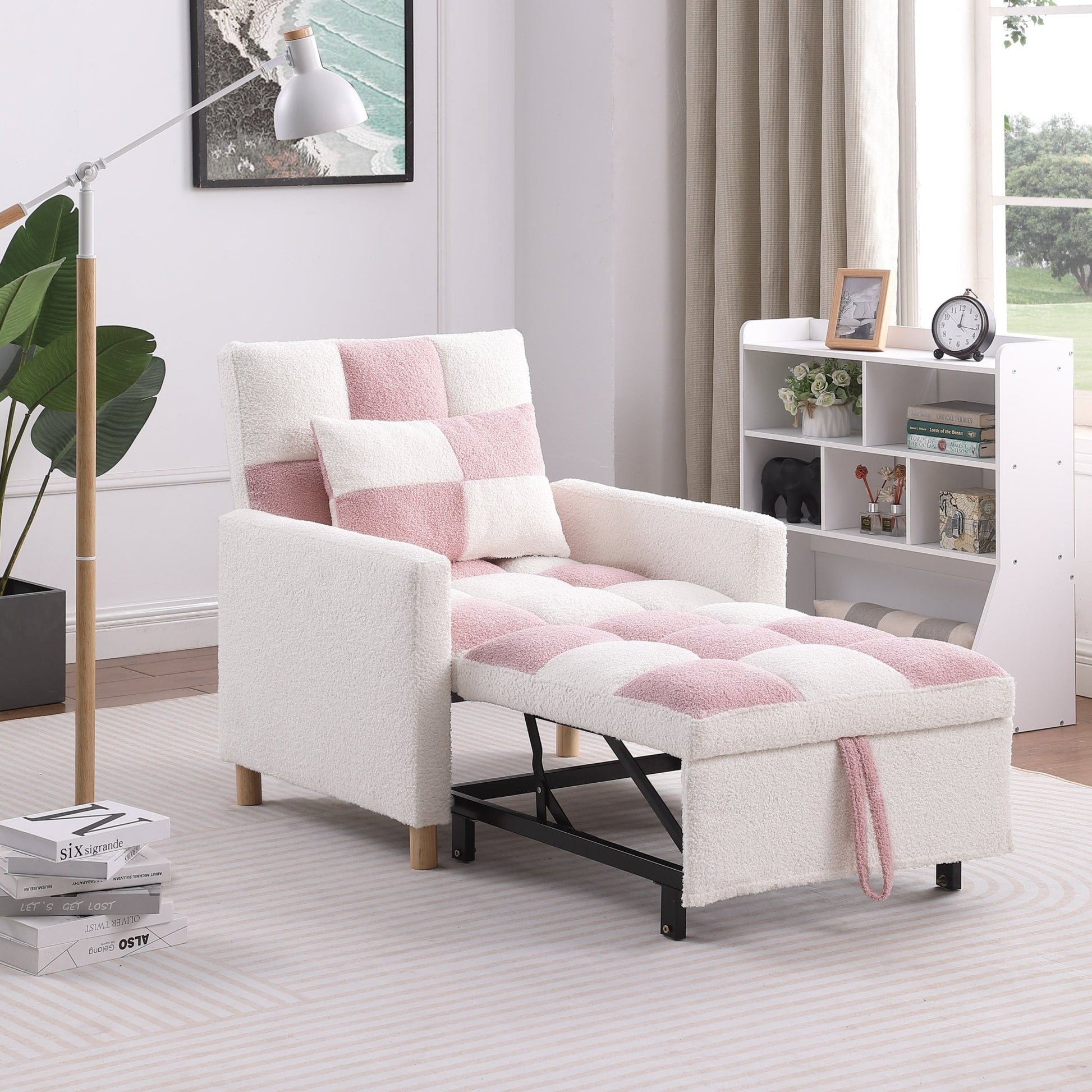 Convertible Sleeper Sofa Chair Bed, Adjustable Chair with Pillow, Multi-Functional Sleeper Chair  - Direct Wicker