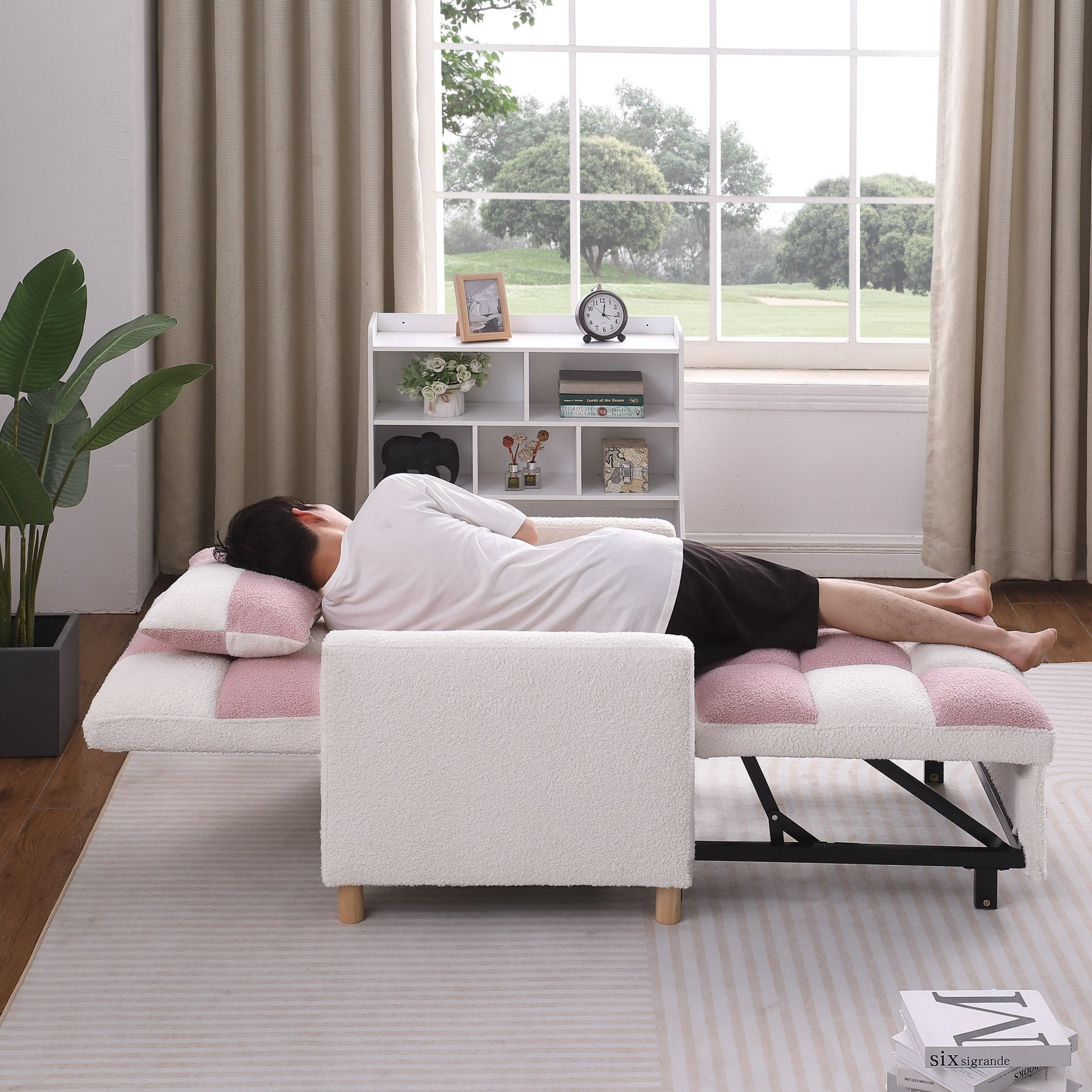 Convertible Sleeper Sofa Chair Bed, Adjustable Chair with Pillow, Multi-Functional Sleeper Chair  - Direct Wicker