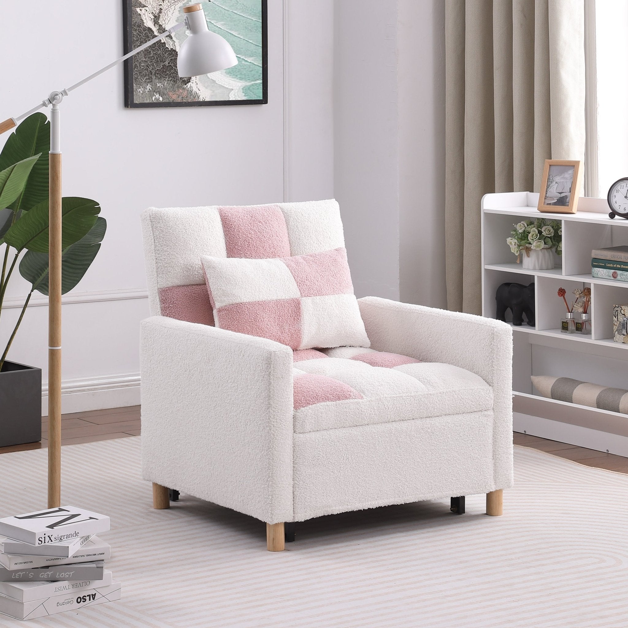 Convertible Sleeper Sofa Chair Bed, Adjustable Chair with Pillow, Multi-Functional Sleeper Chair  - Direct Wicker