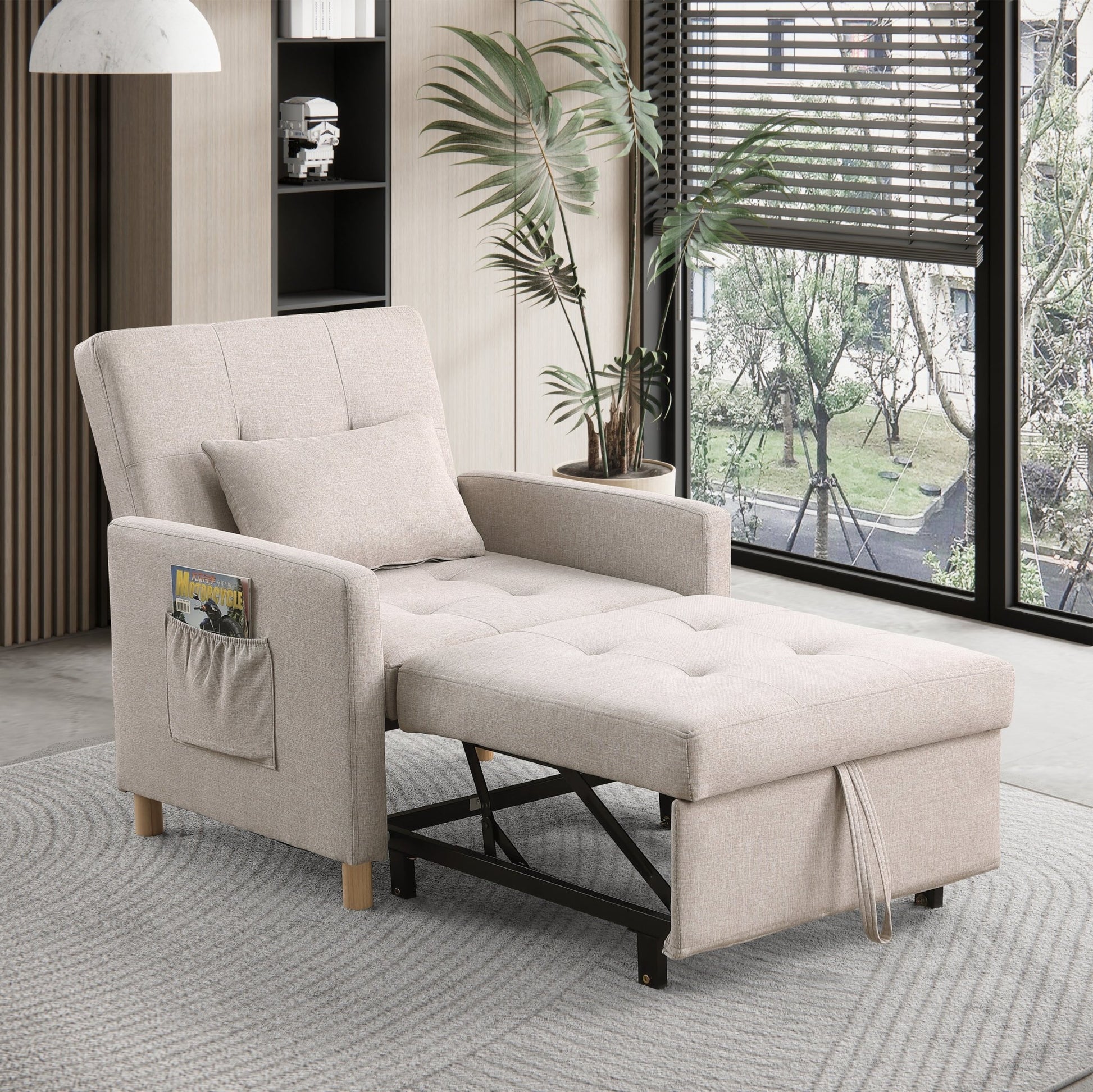 Convertible Sleeper Sofa Chair Bed, Adjustable Chair with Pillow (W1420131261) - Direct Wicker