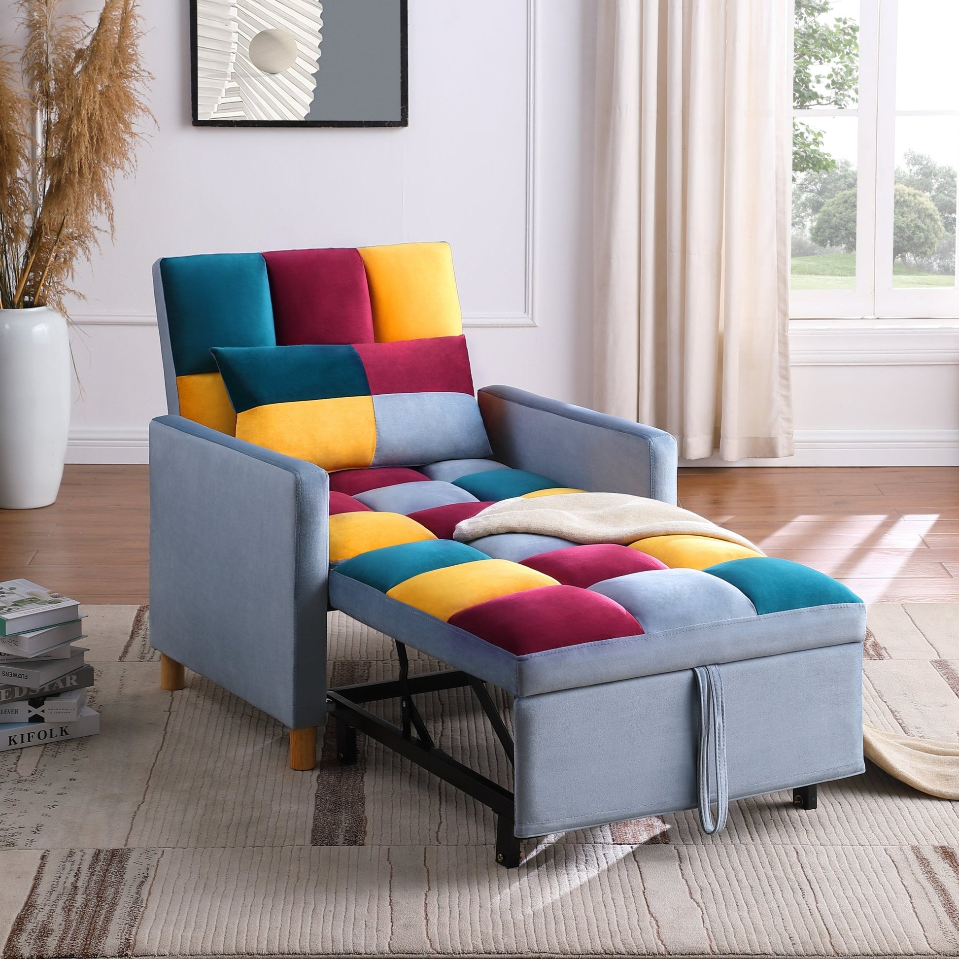 Convertible Sleeper Sofa Chair Bed, Adjustable Chair with Pillow (W142084298) - Direct Wicker