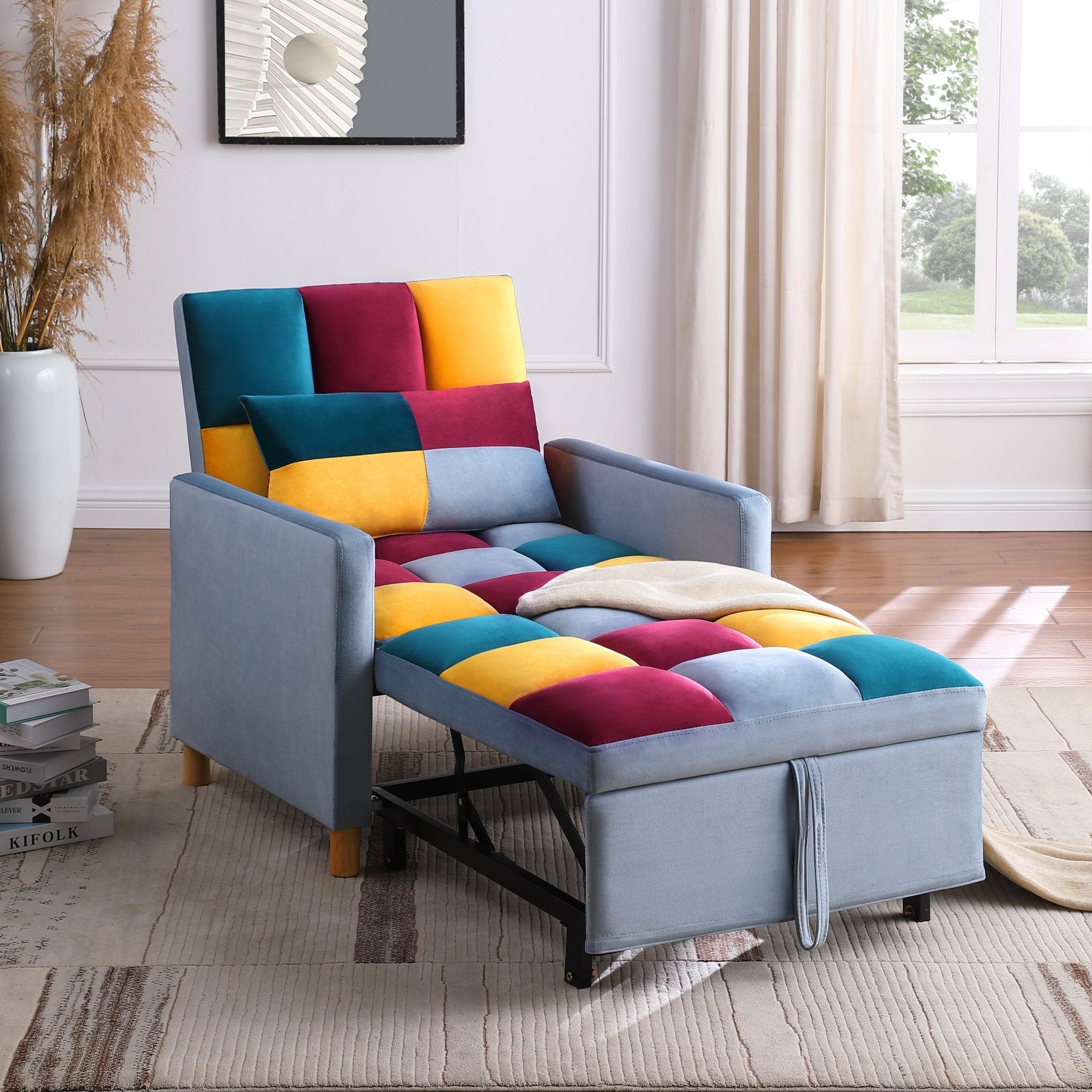 Convertible Sleeper Sofa Chair Bed, Adjustable Chair with Pillow (W142084298) - Direct Wicker