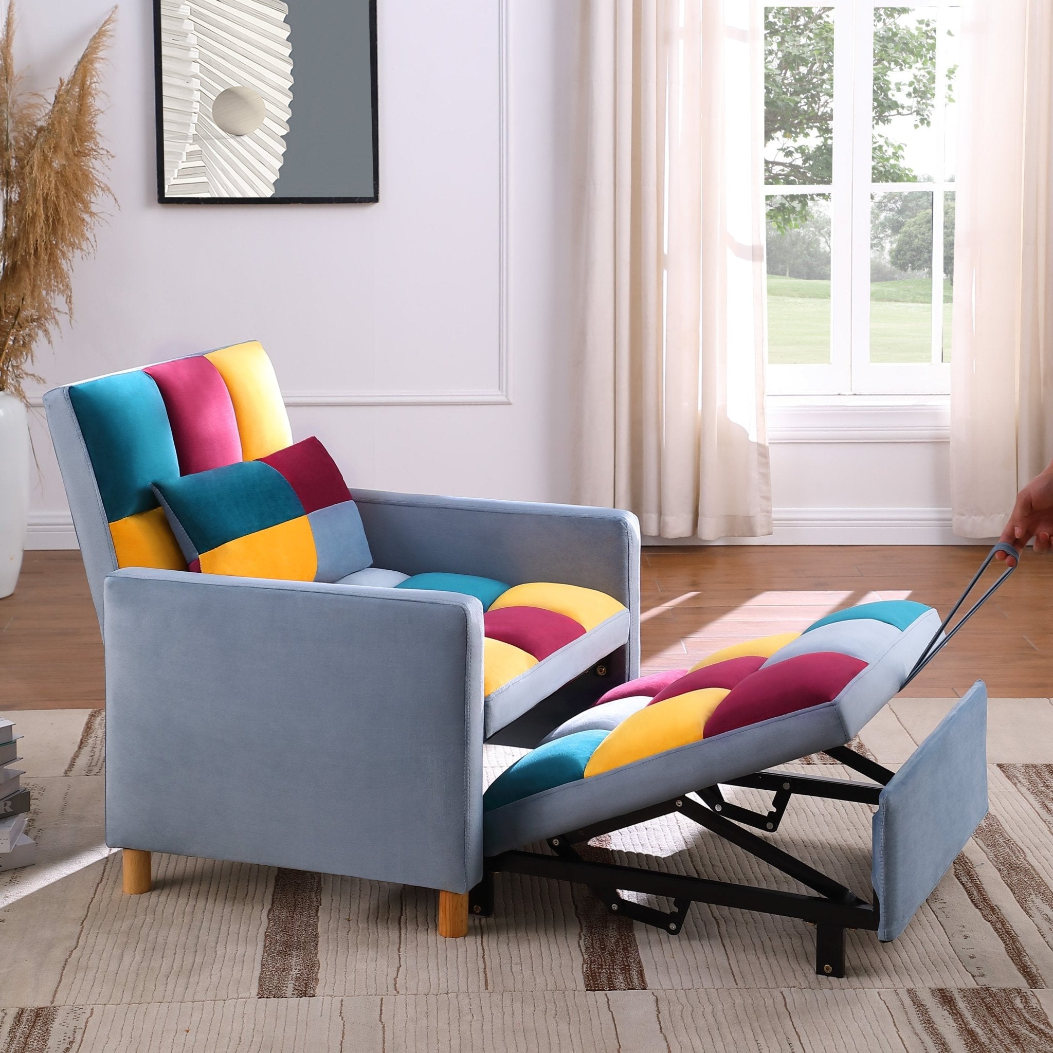 Convertible Sleeper Sofa Chair Bed, Adjustable Chair with Pillow (W142084298) - Direct Wicker