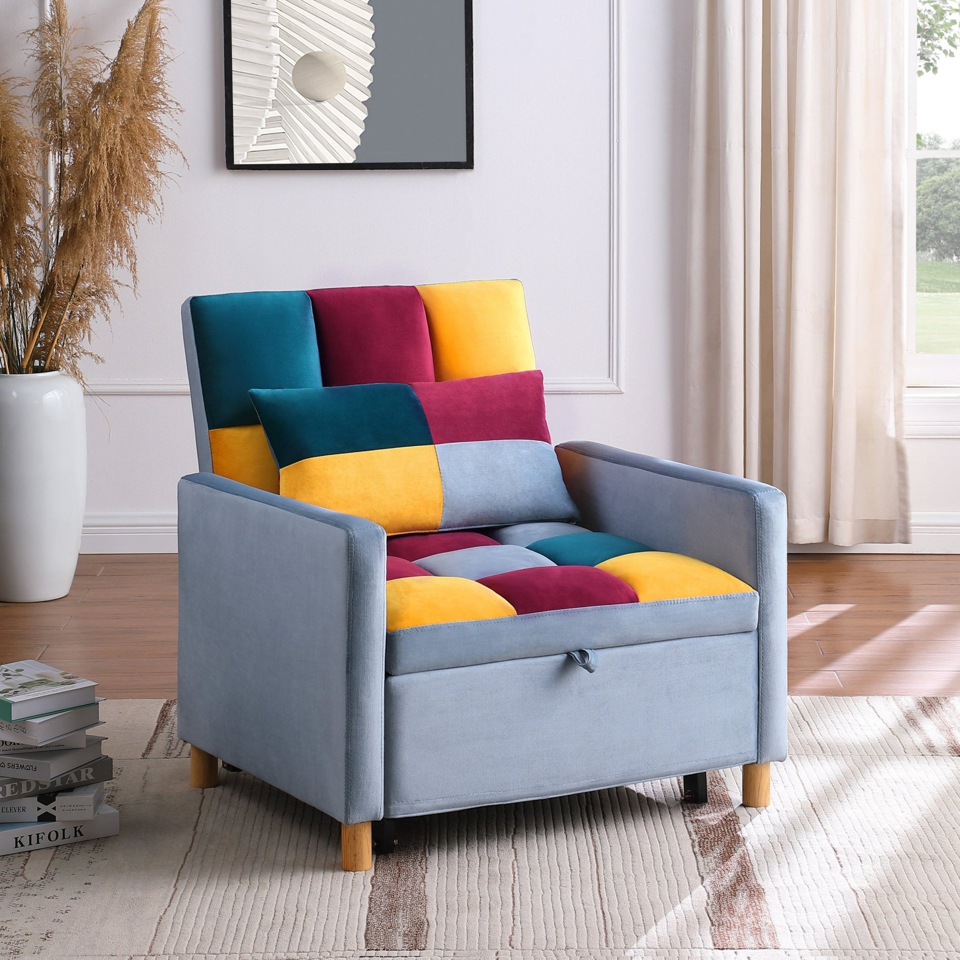 Convertible Sleeper Sofa Chair Bed, Adjustable Chair with Pillow (W142084298) - Direct Wicker