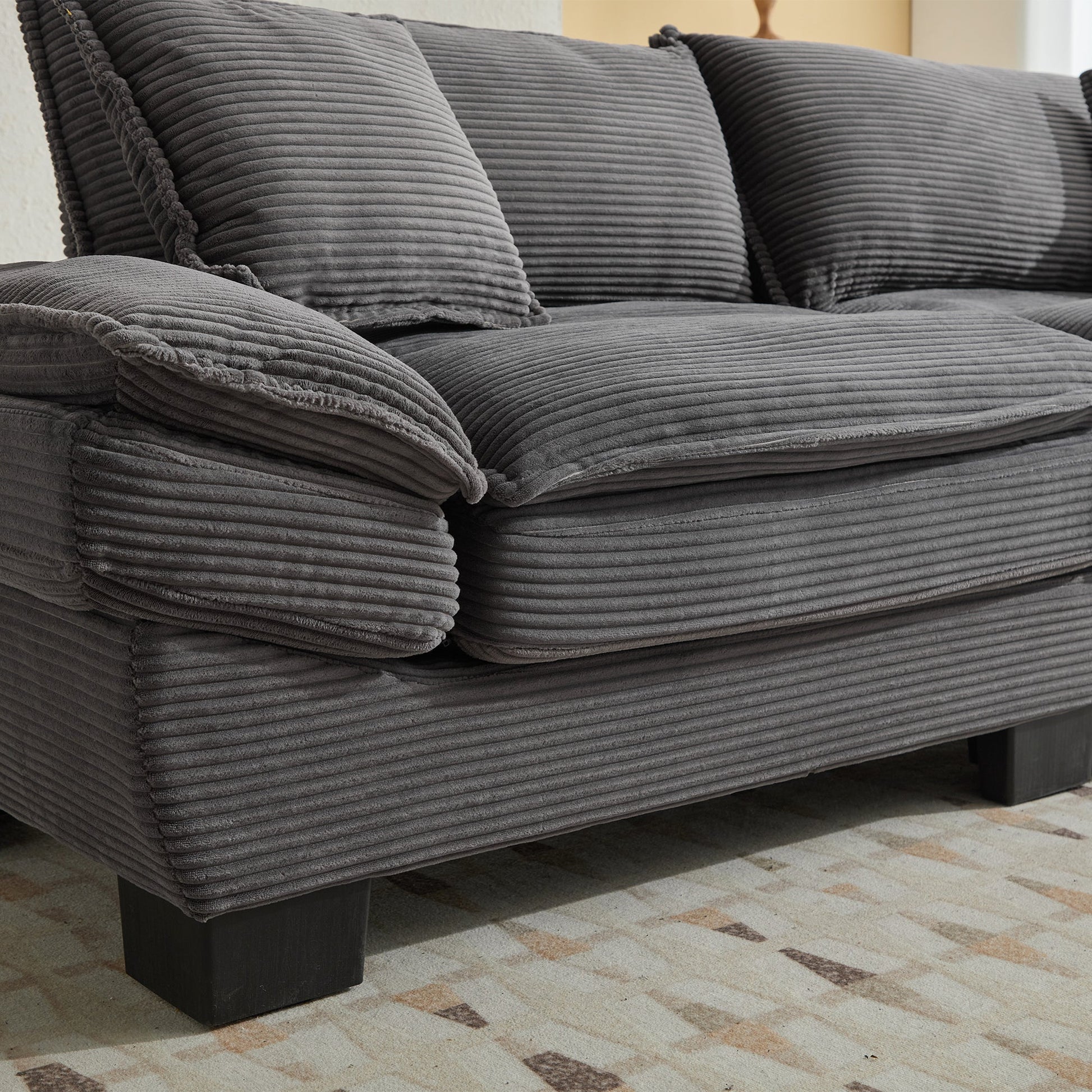 Corduroy Sofa Sleeper Couch Loveseat Sofa with Comfy Pillows (W676P184143) - Direct Wicker