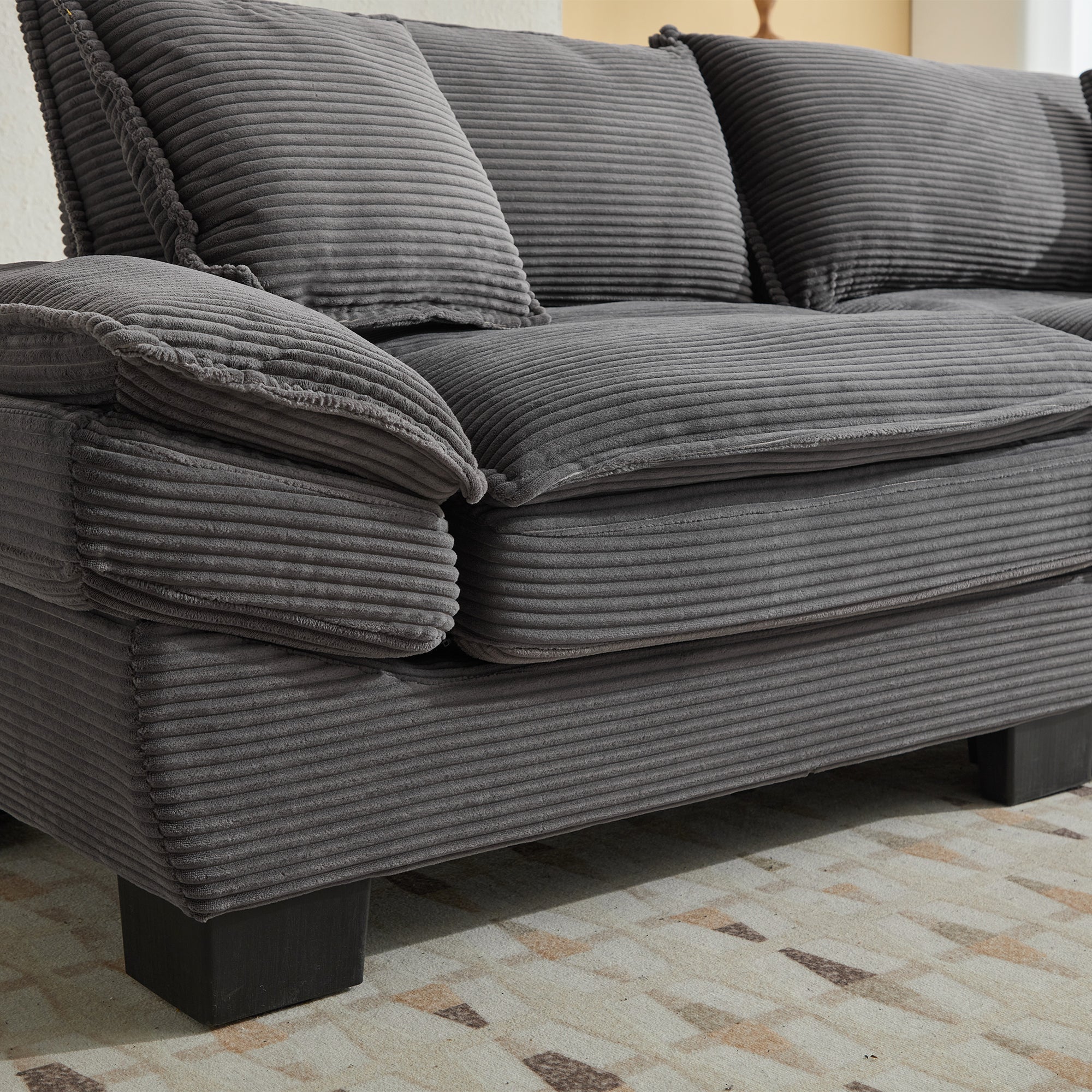 Corduroy Sofa Sleeper Couch Loveseat Sofa with Comfy Pillows (W676P184143) - Direct Wicker