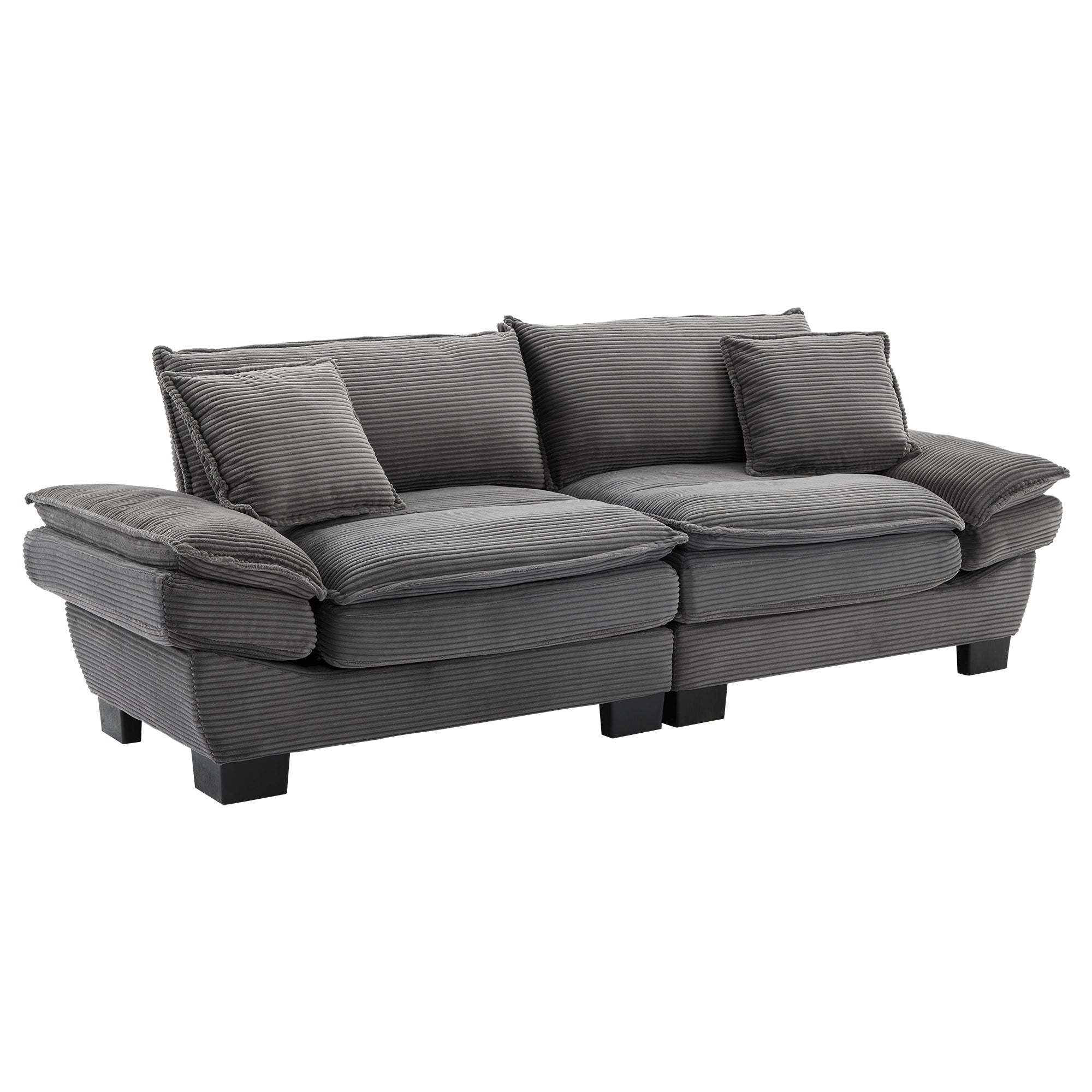 Corduroy Sofa Sleeper Couch Loveseat Sofa with Comfy Pillows (W676P184143) - Direct Wicker