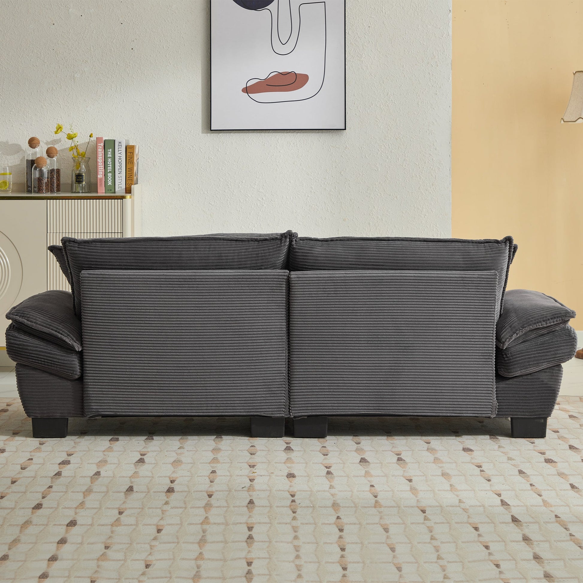 Corduroy Sofa Sleeper Couch Loveseat Sofa with Comfy Pillows (W676P184143) - Direct Wicker