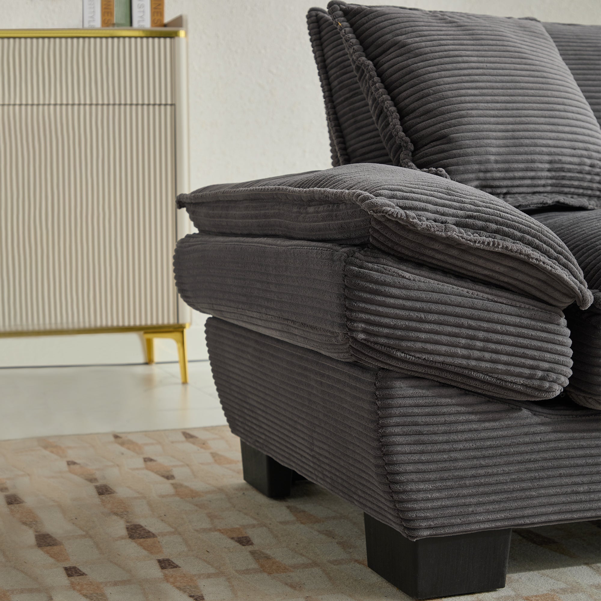 Corduroy Sofa Sleeper Couch Loveseat Sofa with Comfy Pillows (W676P184143) - Direct Wicker