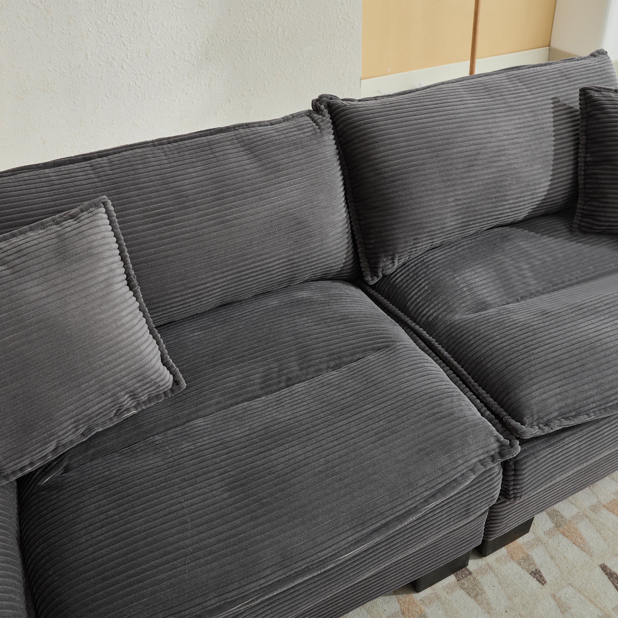 Corduroy Sofa Sleeper Couch Loveseat Sofa with Comfy Pillows (W676P184143) - Direct Wicker