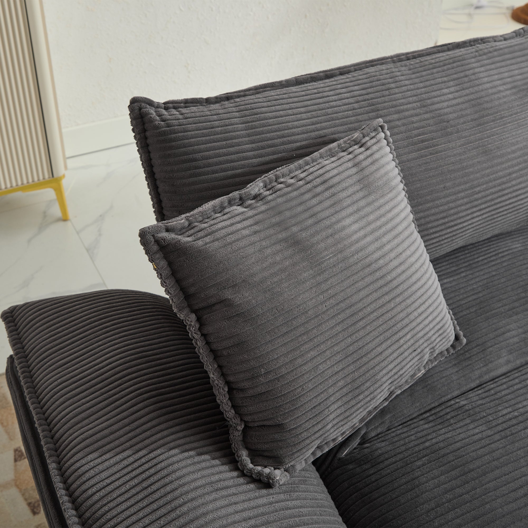 Corduroy Sofa Sleeper Couch Loveseat Sofa with Comfy Pillows (W676P184143) - Direct Wicker