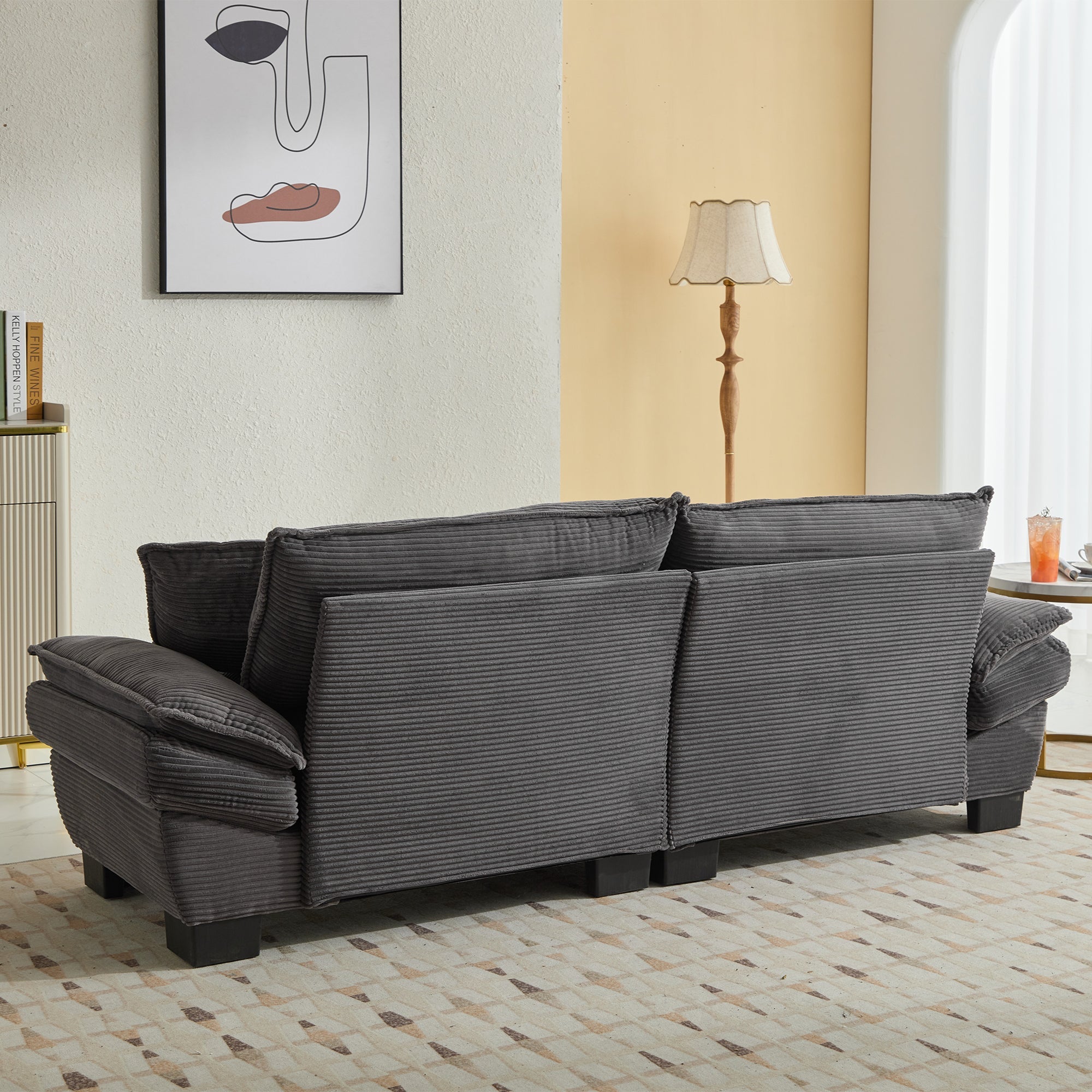 Corduroy Sofa Sleeper Couch Loveseat Sofa with Comfy Pillows (W676P184143) - Direct Wicker