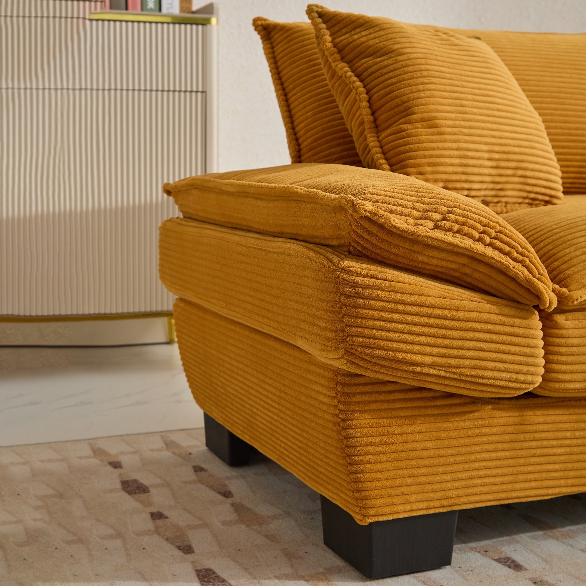 Corduroy Sofa Sleeper Couch Loveseat Sofa with Pillows Comfy Upholstered (W676P184141) - Direct Wicker